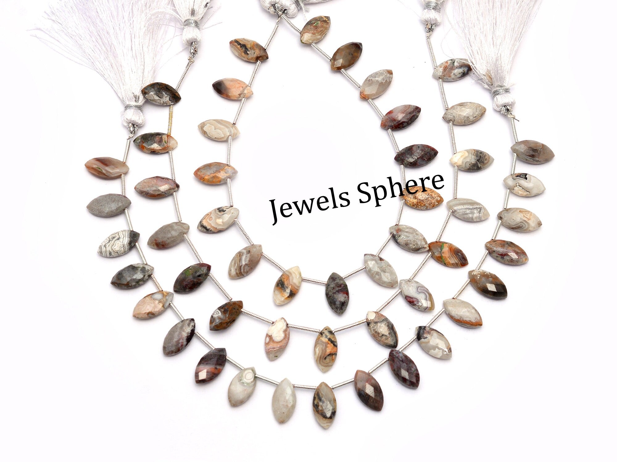 Crazy Lace Agate Faceted Marquise Shape Beads, 7x14 mm, SKU847