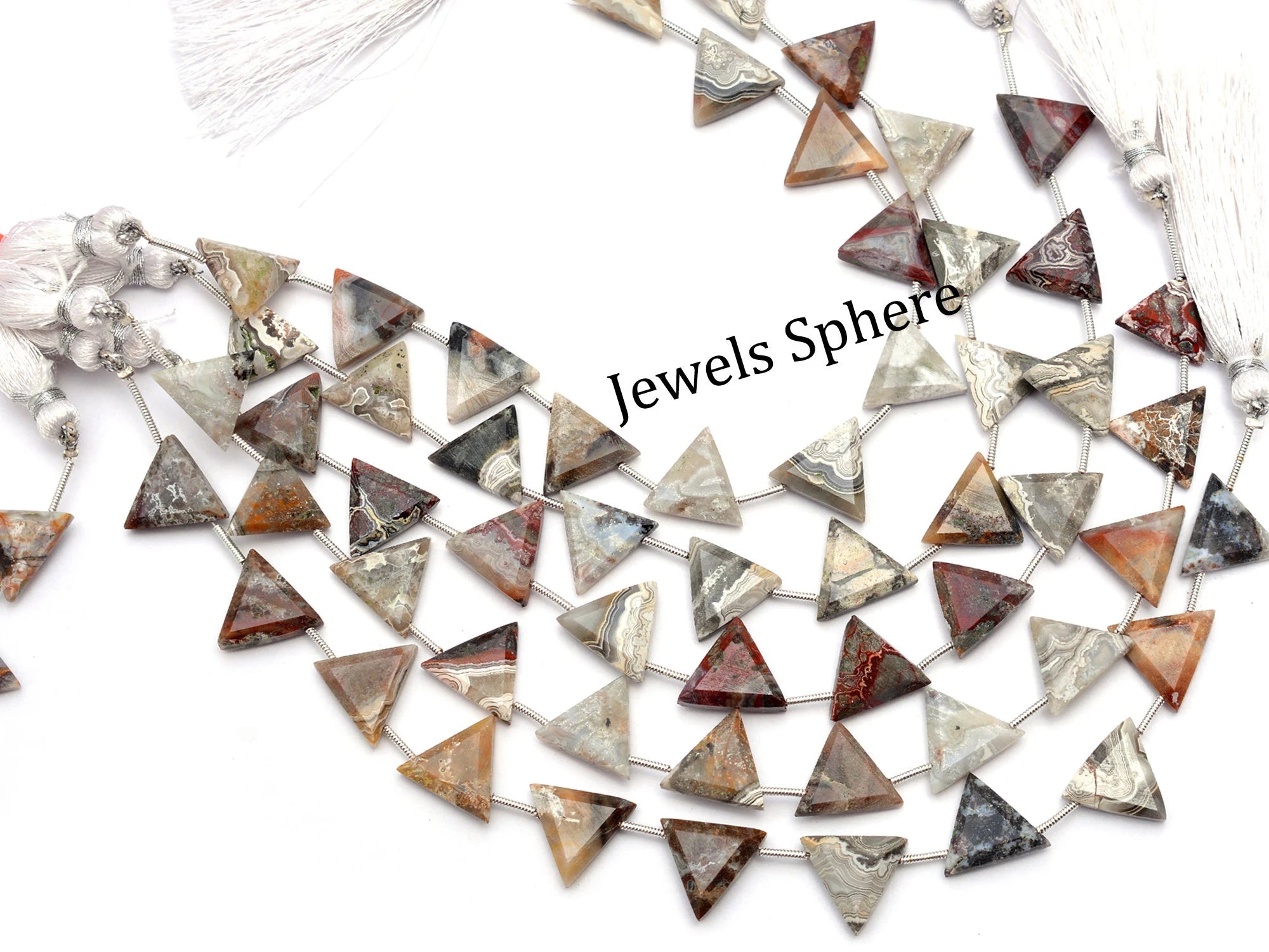 Crazy Lace Agate Faceted Triangle Shape Beads, 13 mm, SKU848