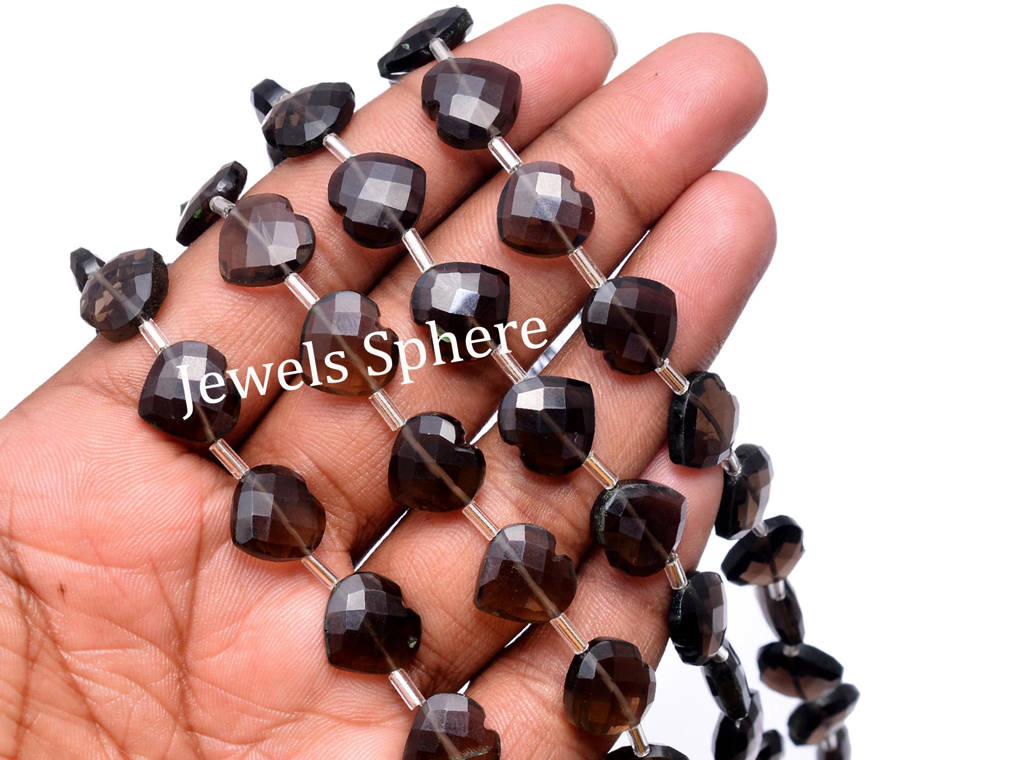 AA Quality Smoky Quartz Faceted Heart Shape Briolettes, SKU805