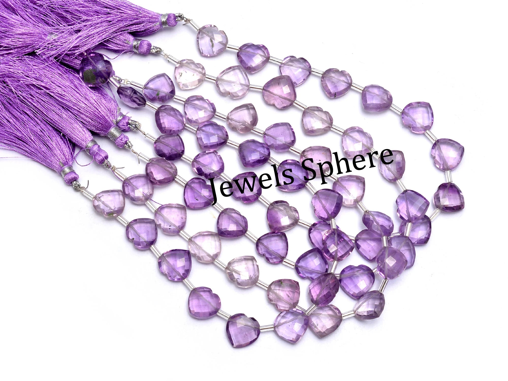AA Quality 14 Piece Pink Amethyst Faceted Heart Shape Briolettes, SKU809