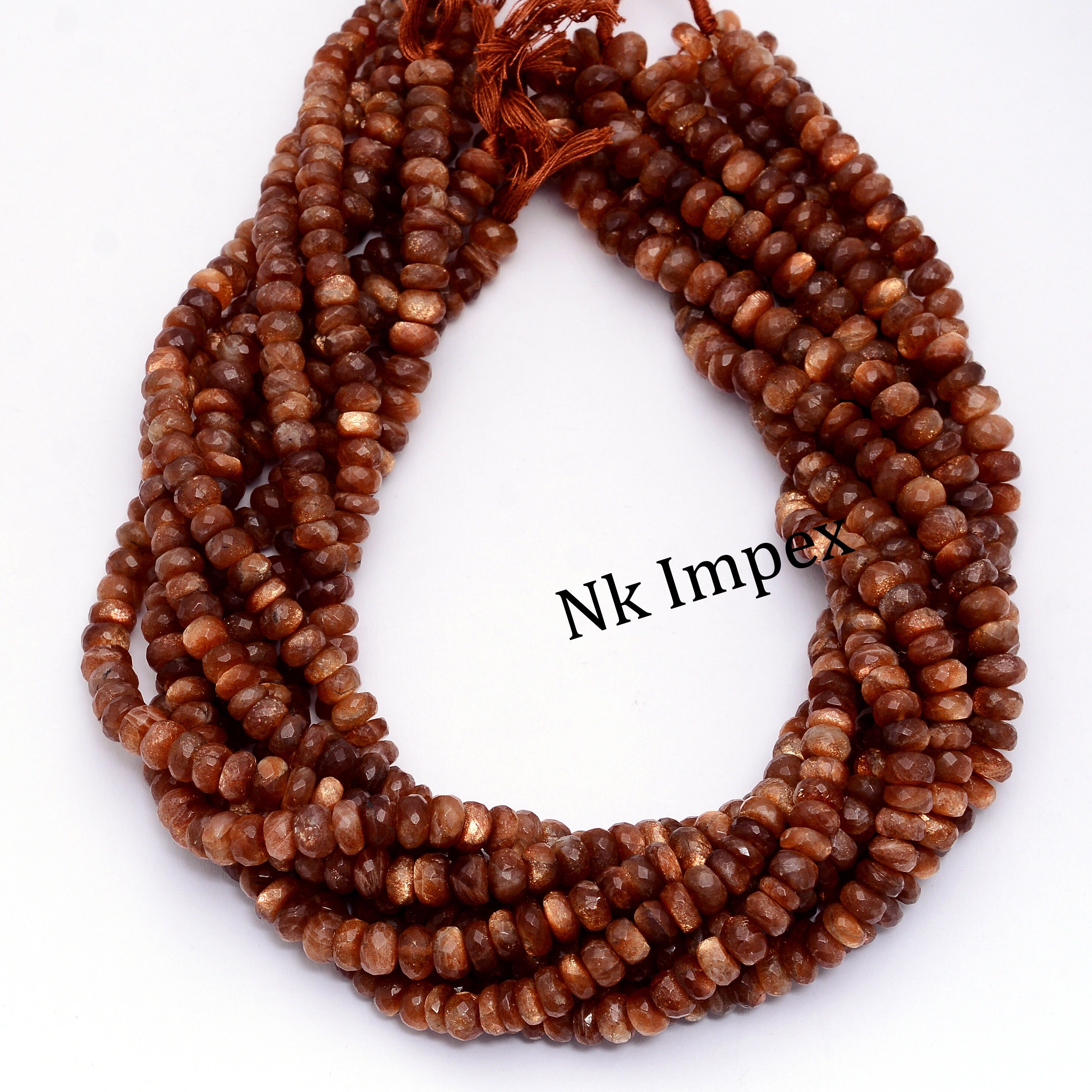 AA Quality Sunstone Beads, 17" Faceted Rondelle Beads, Rare Sun Stone Beads, Natural Handmade Jewelry Making Gemstone Beads, 6 To 9 mm (SKU 1433)