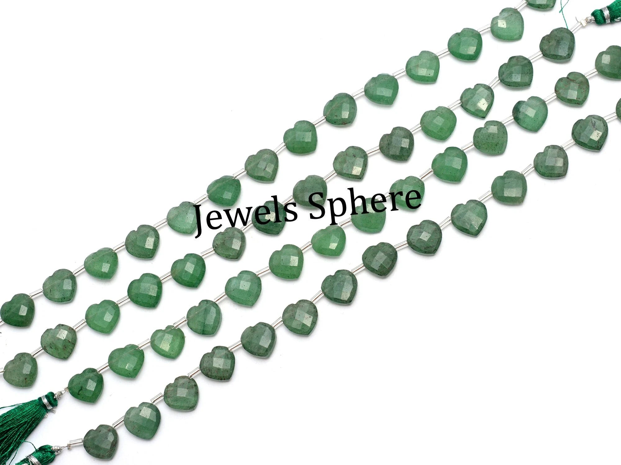 AA Quality Green Strawberry Quartz Faceted Heart Shape Beads Briolettes, SKU808