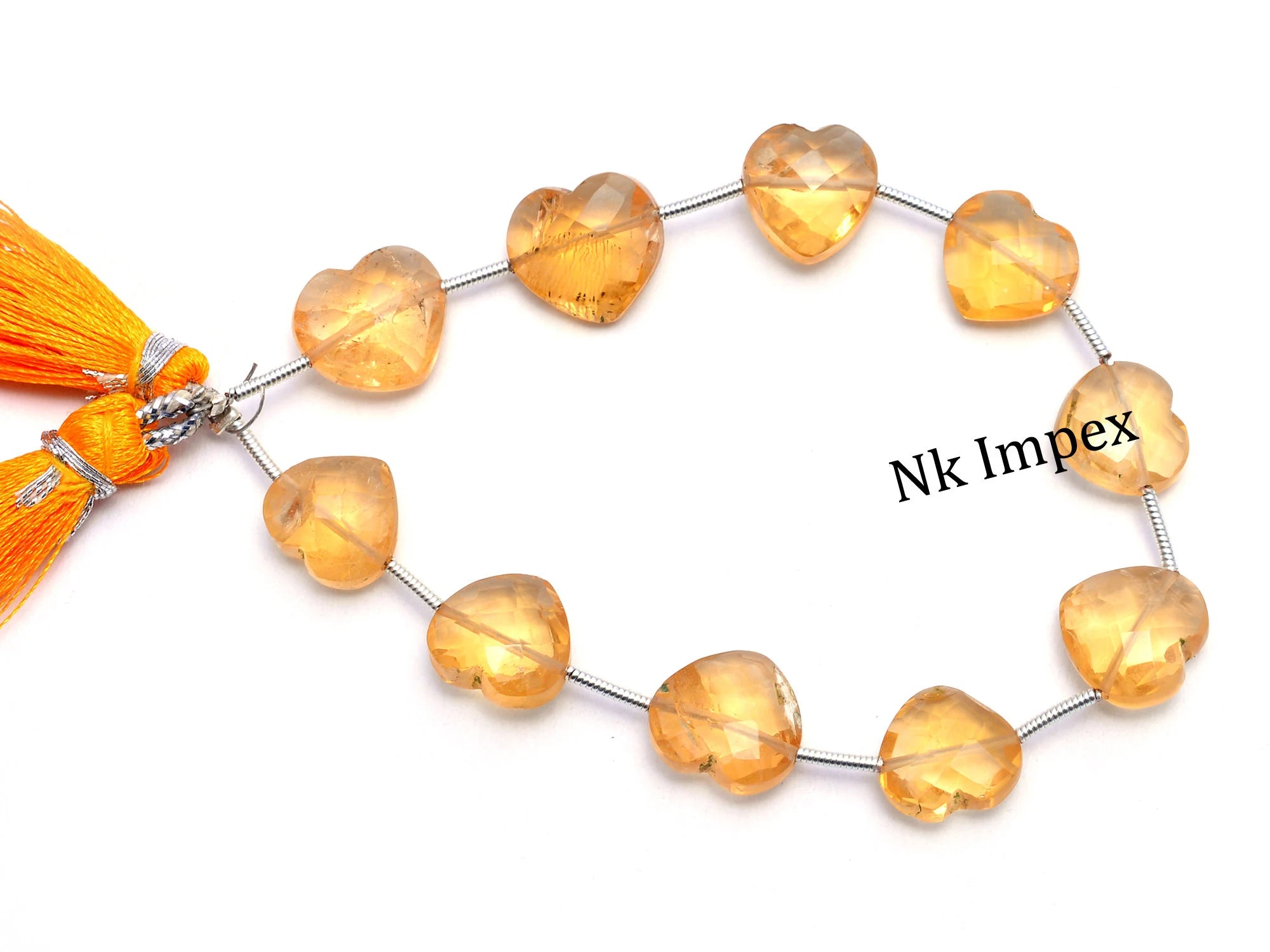 Natural Yellow Citrine Faceted Heart Beads, Citrine Heart Beads Jewelry (SKU1053)