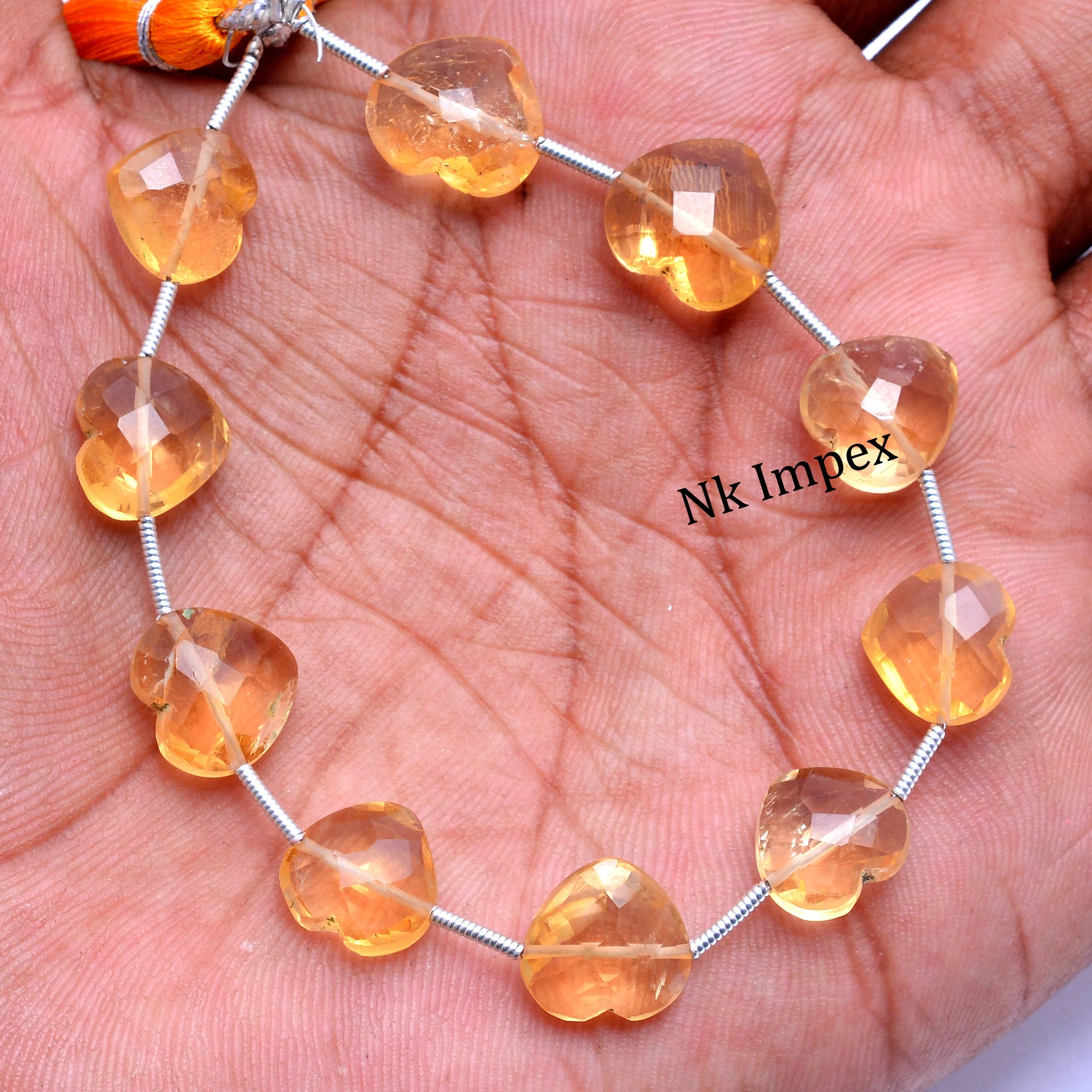 Natural Yellow Citrine Faceted Heart Beads, Citrine Heart Beads Jewelry (SKU1053)