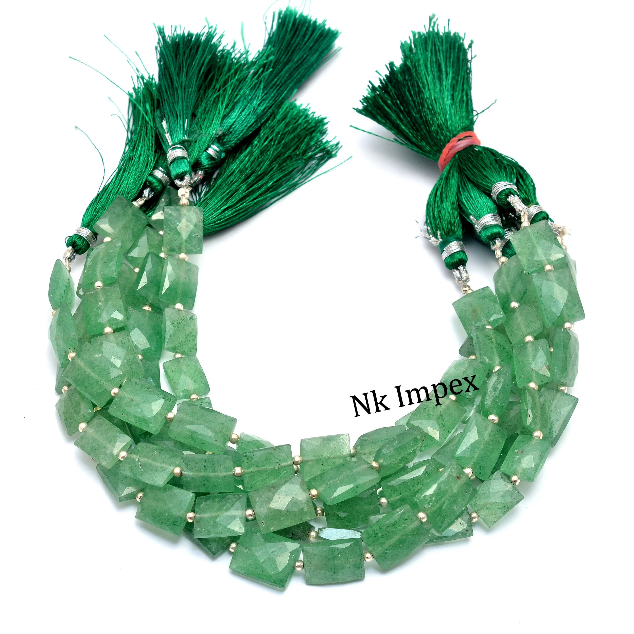 Green Strawberry Quartz Faceted Rectangle Beads, Strawberry Quartz Rectangle, Strawberry Quartz Jewelry Making Bead, 8 Inch, 9 Inch, SKU1063