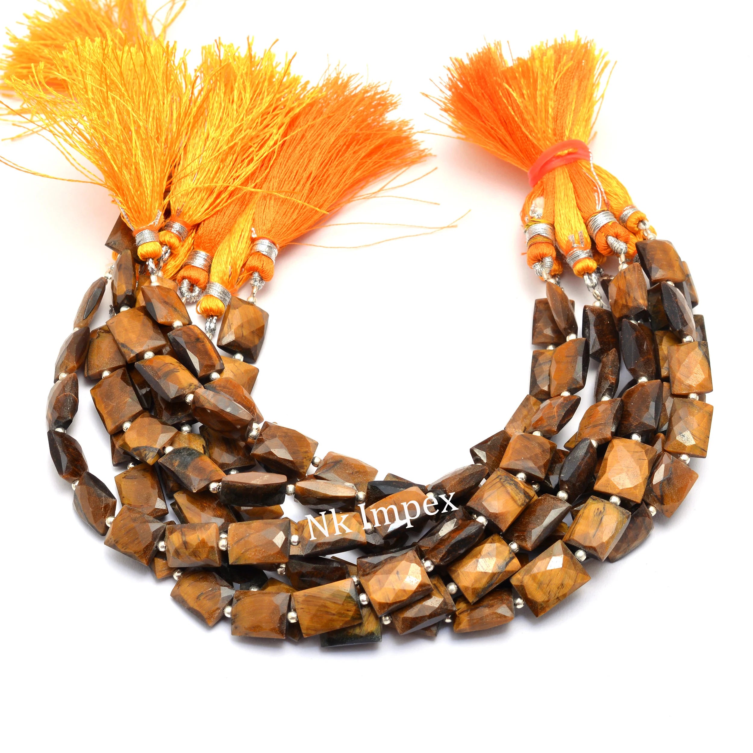 Natural Tiger Eye Faceted Rectangle Gemstone Beads (SKU1064)