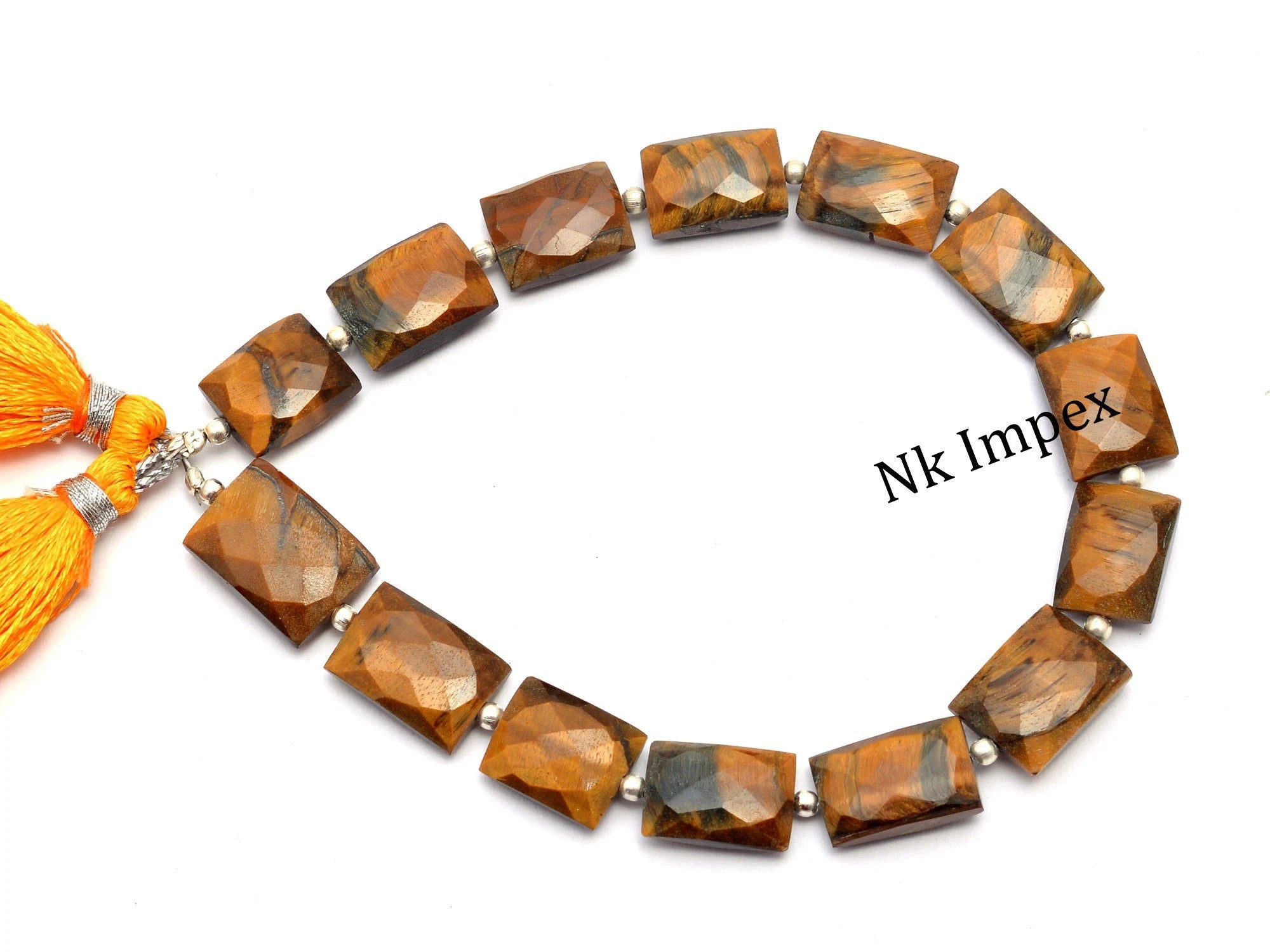 Natural Tiger Eye Faceted Rectangle Gemstone Beads (SKU1064)