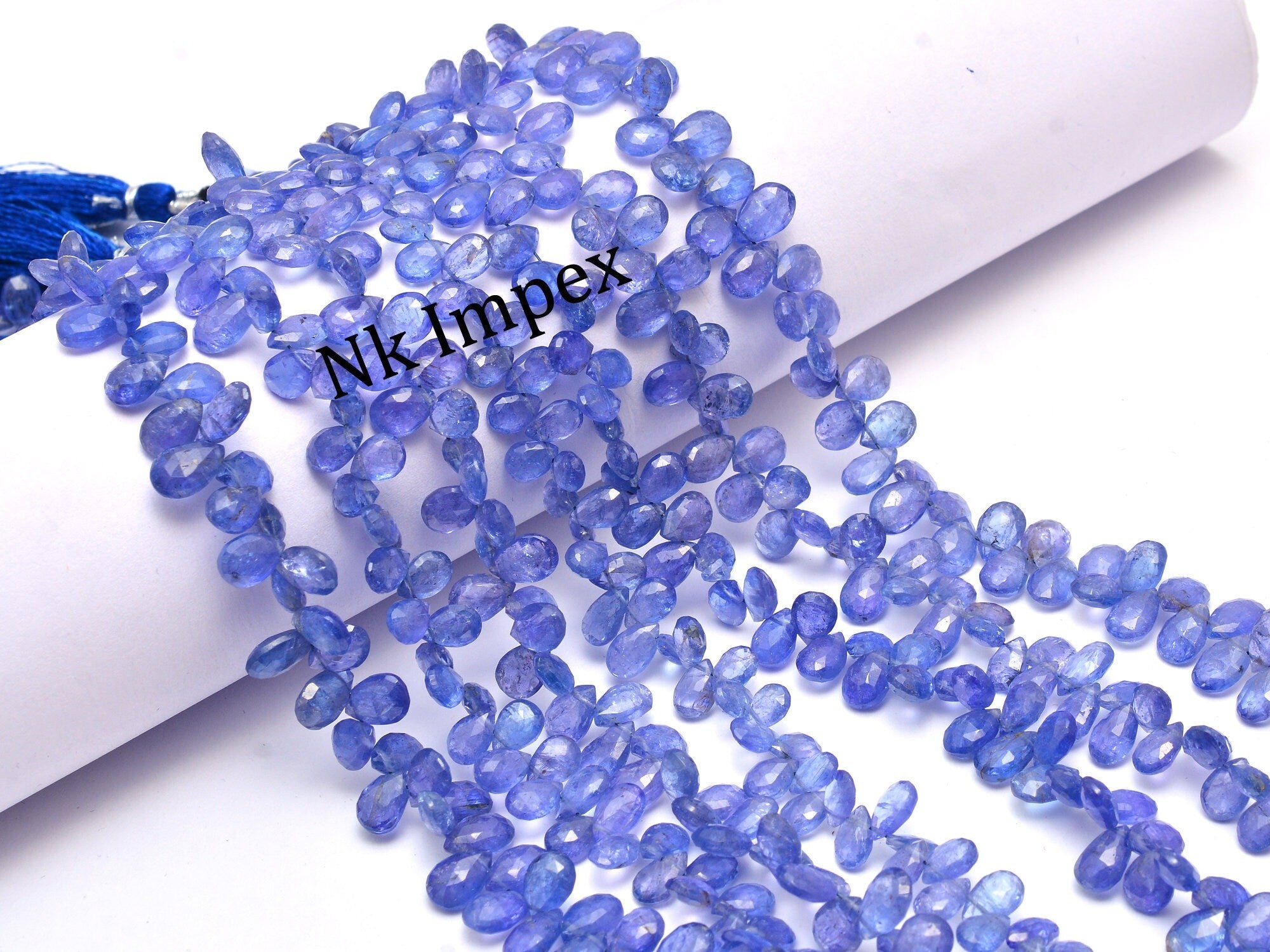 Natural Tanzanite Faceted Pear Beads, 4x6 mm To 6x9 mm, Gift For Women, 9 Inch Line, (SKU1068)