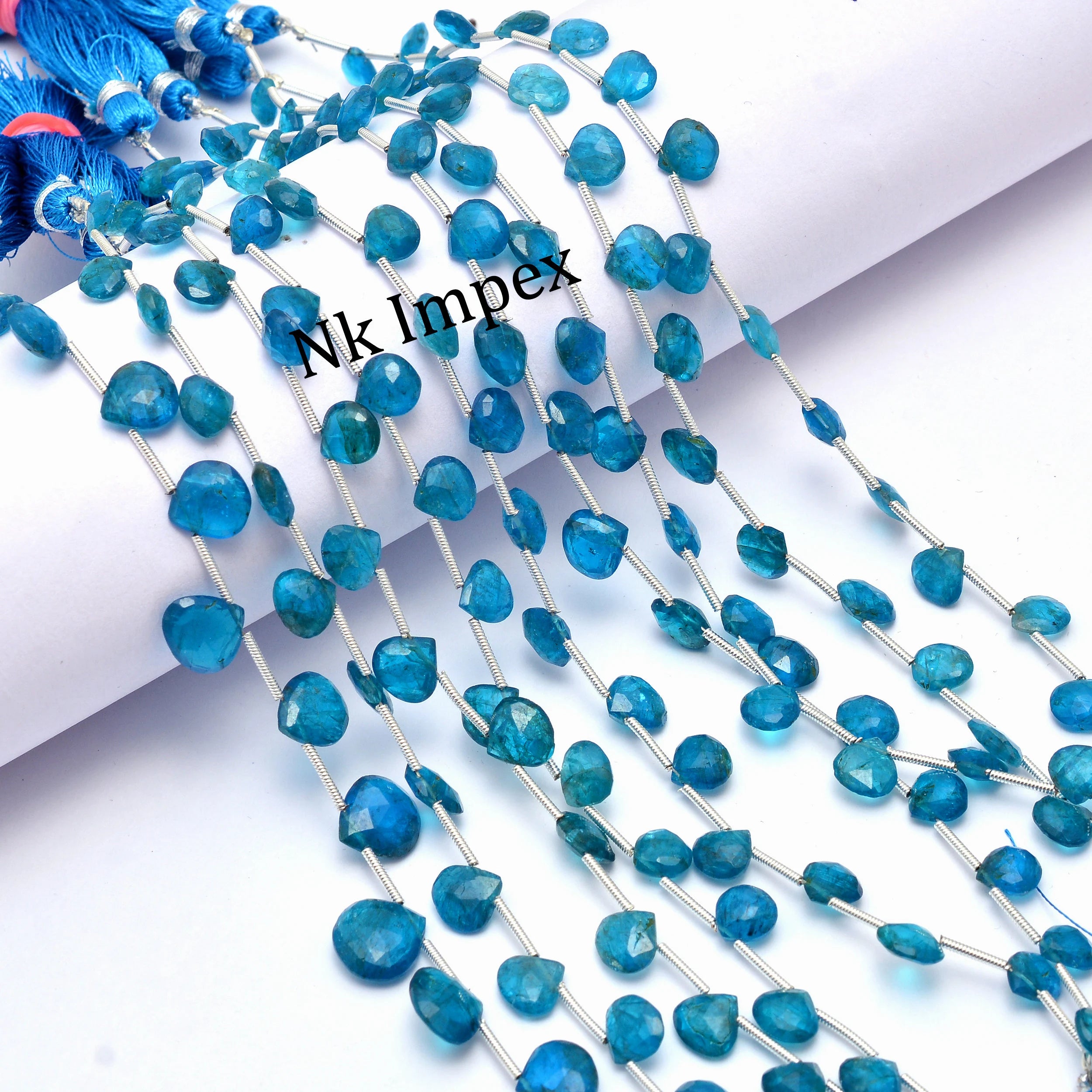 Neon Apatite Faceted Heart Shape Beads, 6 mm To 8 mm, Neon Apatite Heart, Apatite Handmade Jewelry Making Gemstone Beads, 8-9 Inch, SKU1074