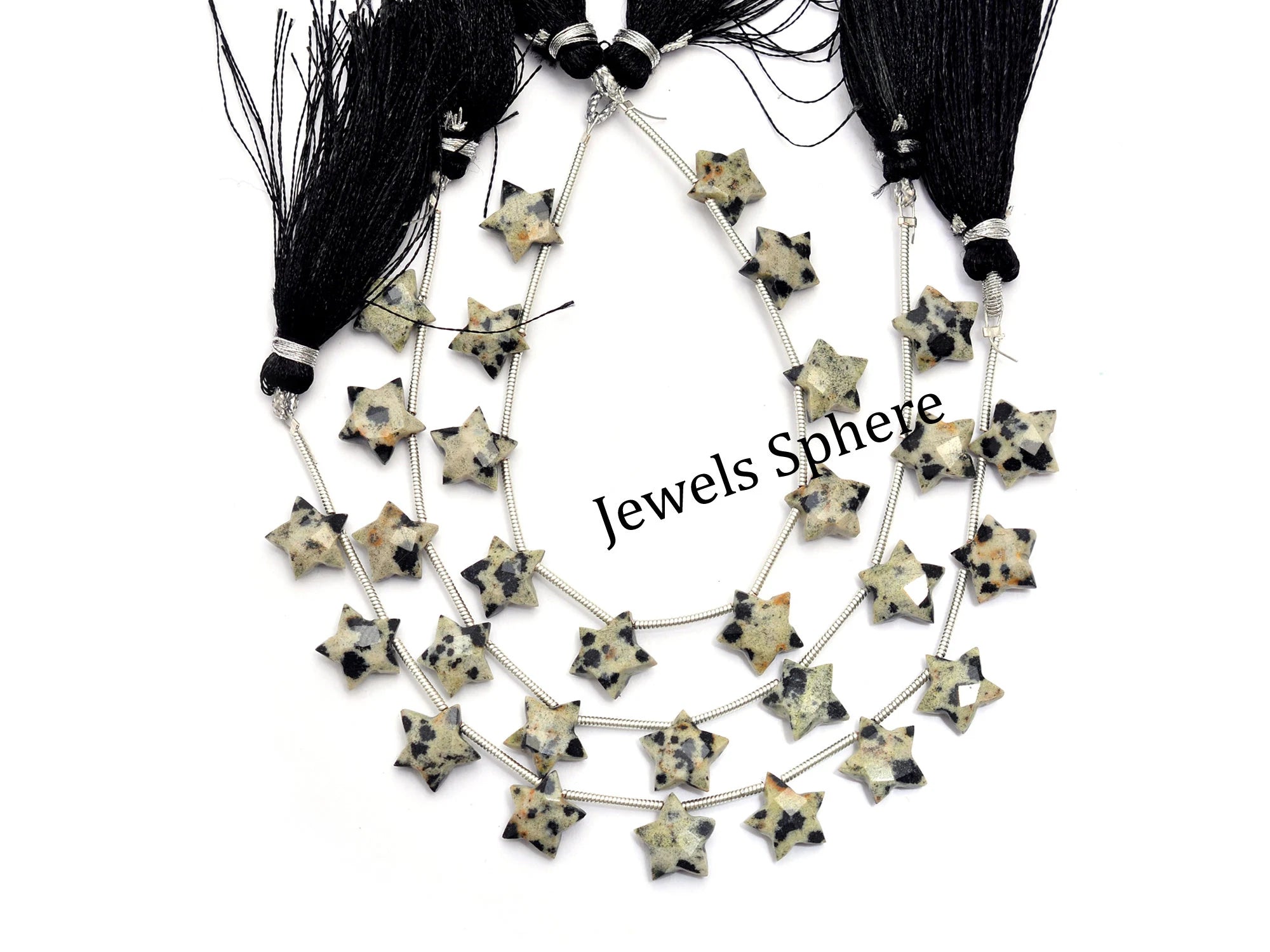 Natural Dalmatian Jasper Faceted Five Star Beads, 10 mm, Star Beads For Jewelry (SKU922)