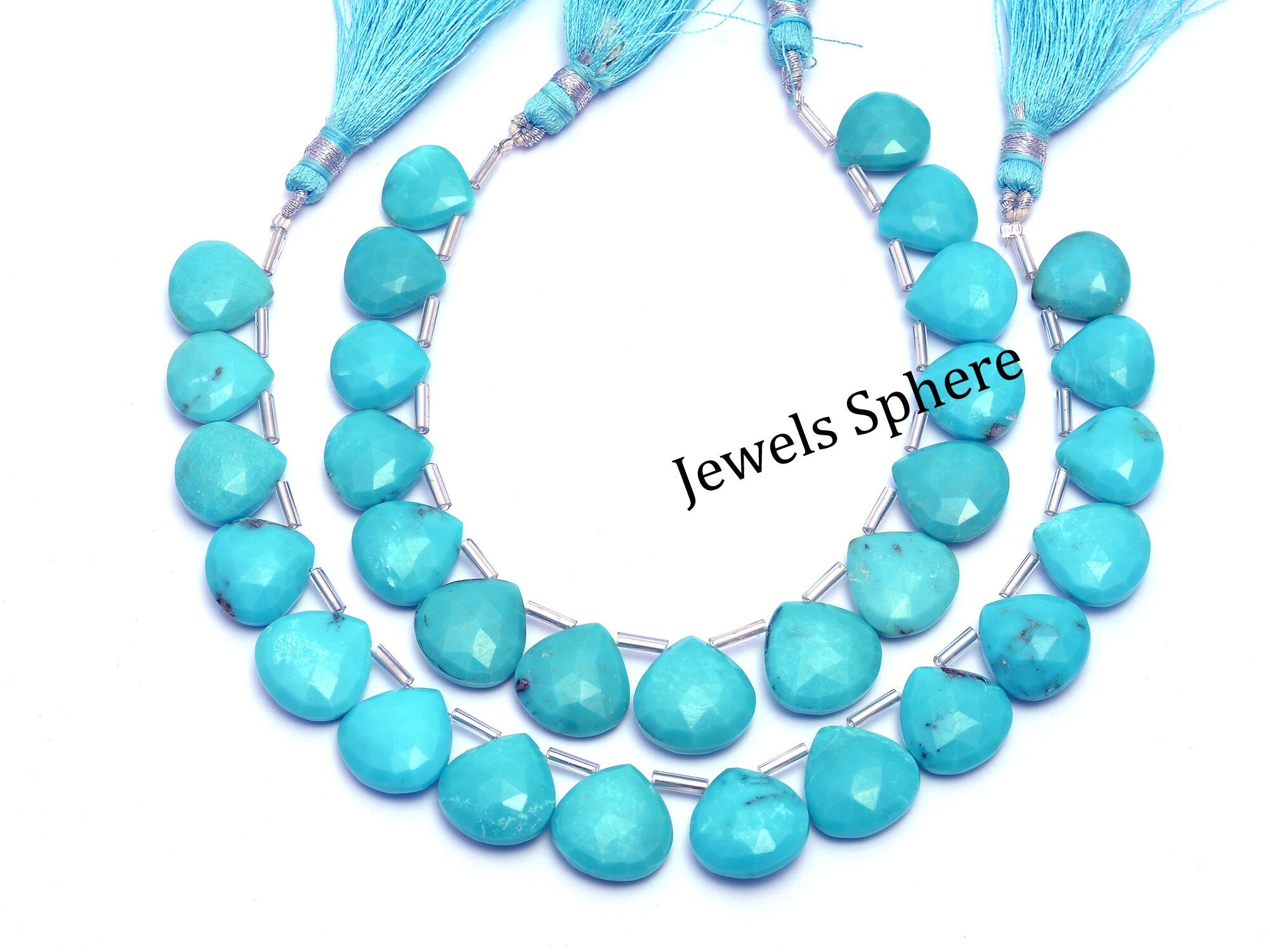 Arizona Turquoise Faceted Heart Shape Beads, 12 mm To 15 mm, SKU985