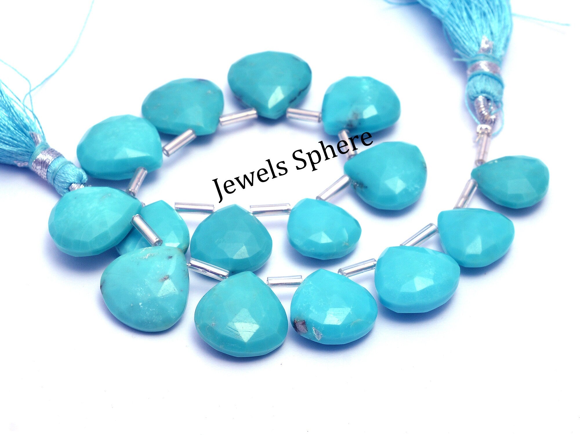 Arizona Turquoise Faceted Heart Shape Beads, 12 mm To 15 mm, SKU985