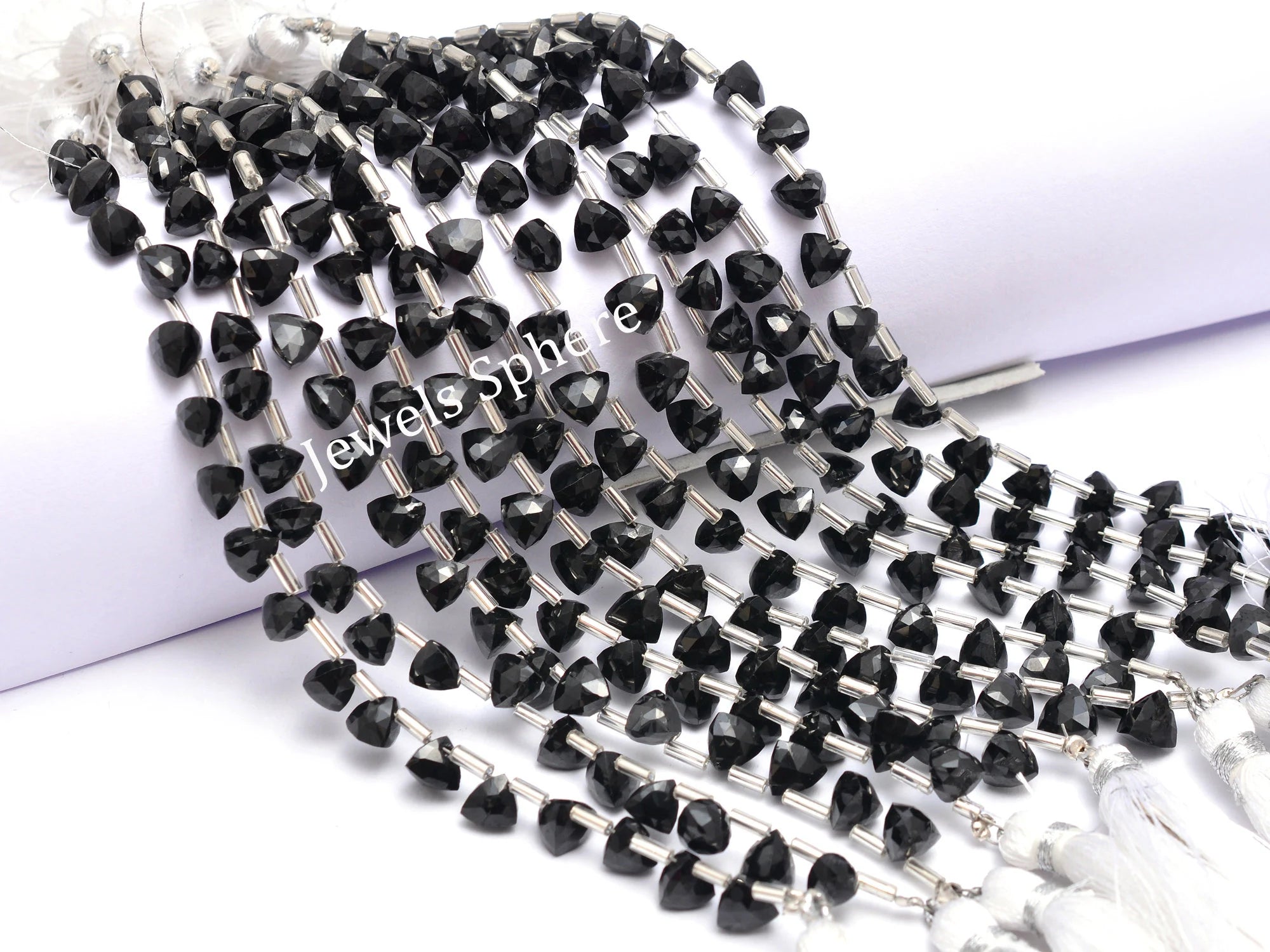 AAA Quality Black Onyx Faceted Triangle Shape Briolettes, SKU900
