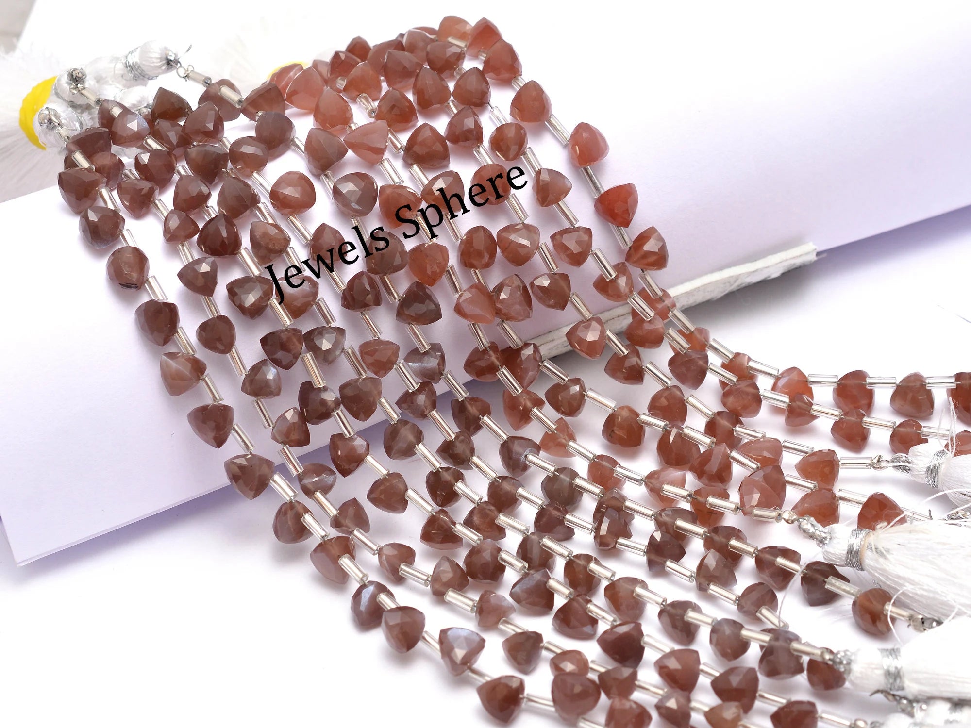 AAA Quality Chocolate Moonstone Faceted Triangle Shape Briolettes, SKU902
