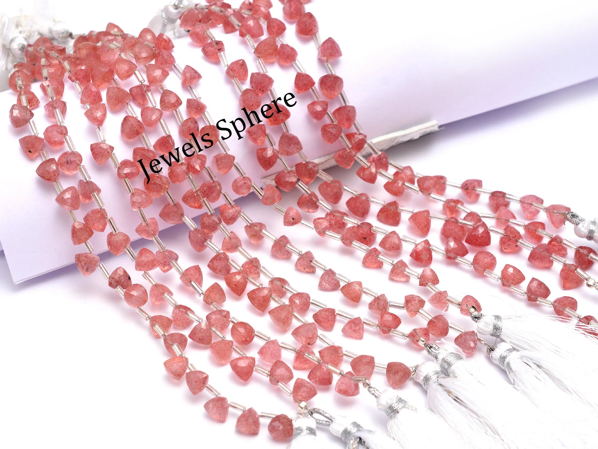 AAA Quality Pink strawberry Quartz Faceted Triangle Shape Briolettes, SKU905