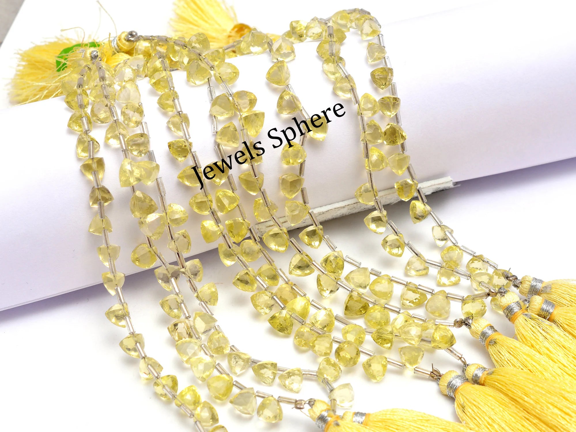 AAA Quality Lemon Quartz Faceted Triangle Shape Briolettes, SKU906