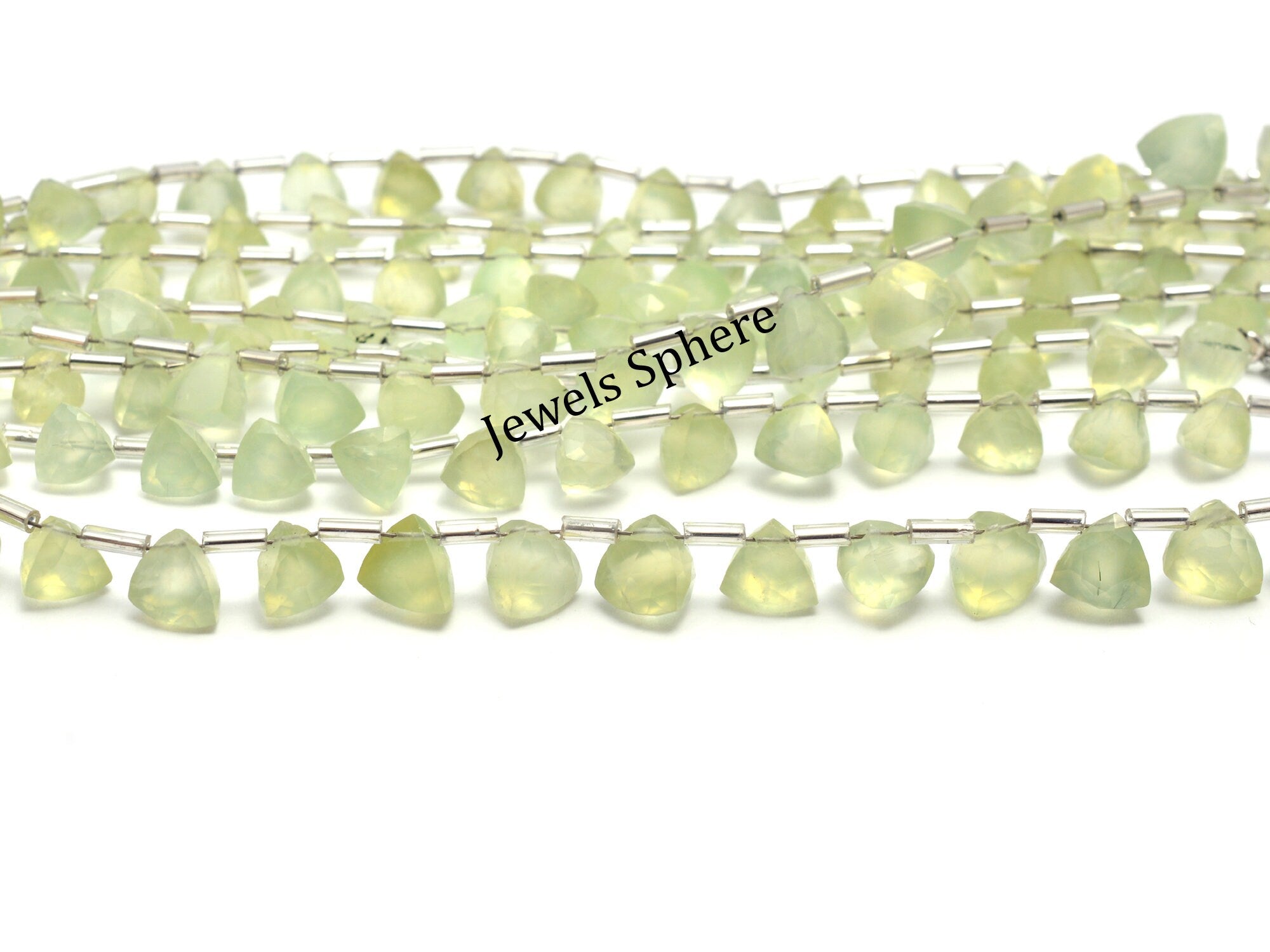 AAA Quality Prehnite Faceted Triangle Shape Briolettes, SKU897