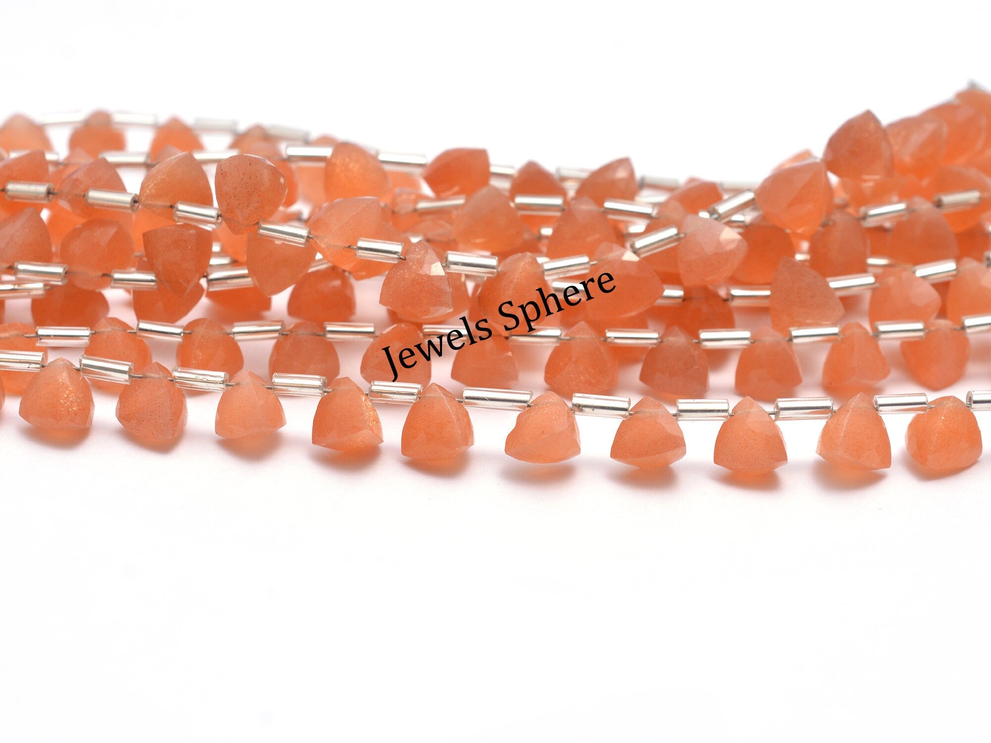 AAA Quality Peach Moonstone Faceted Triangle Shape Briolettes, SKU899