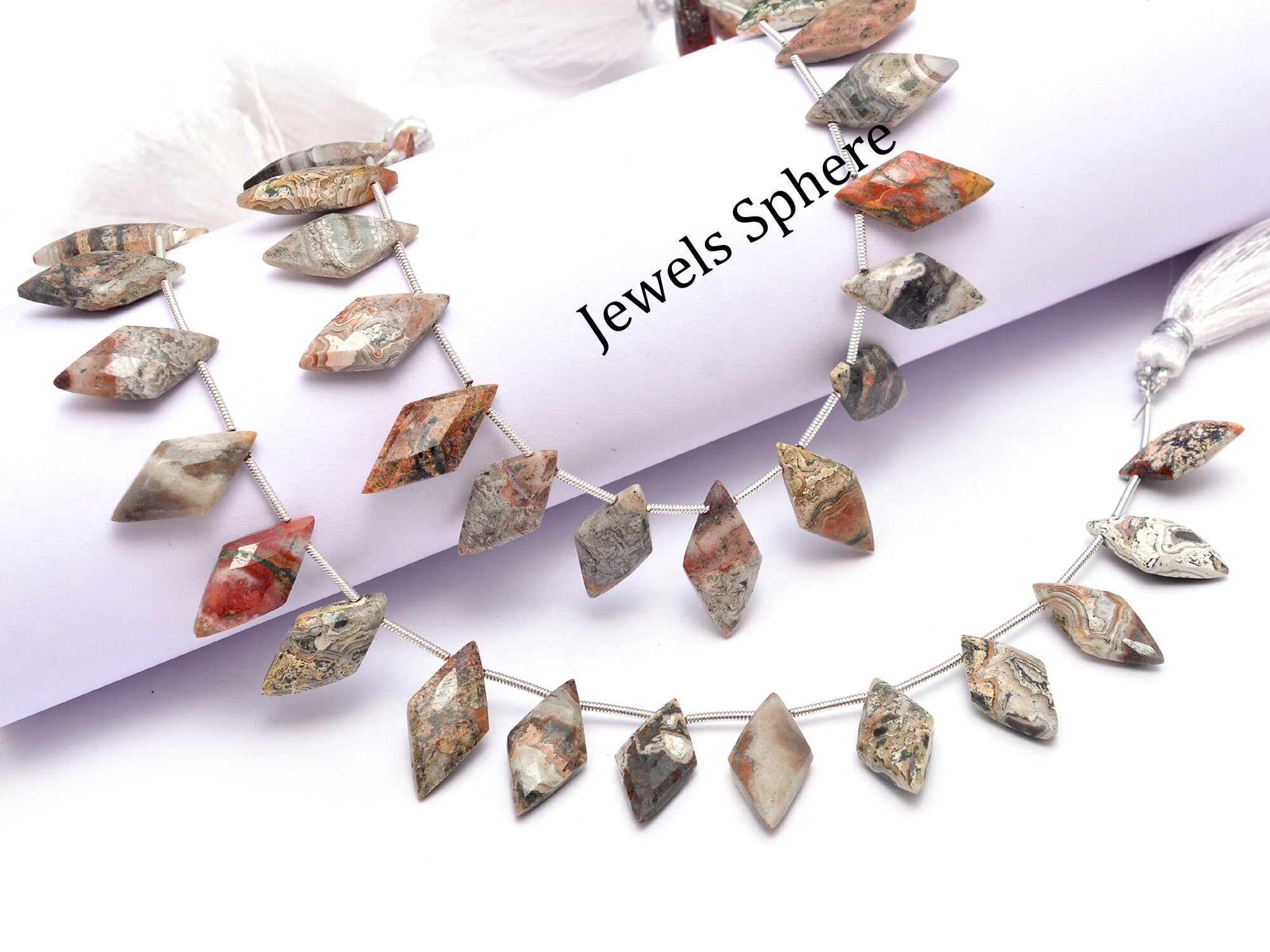 Crazy Lace Agate Faceted Diamond Shape Beads, 9x18 mm To 10x20 mm, SKU851