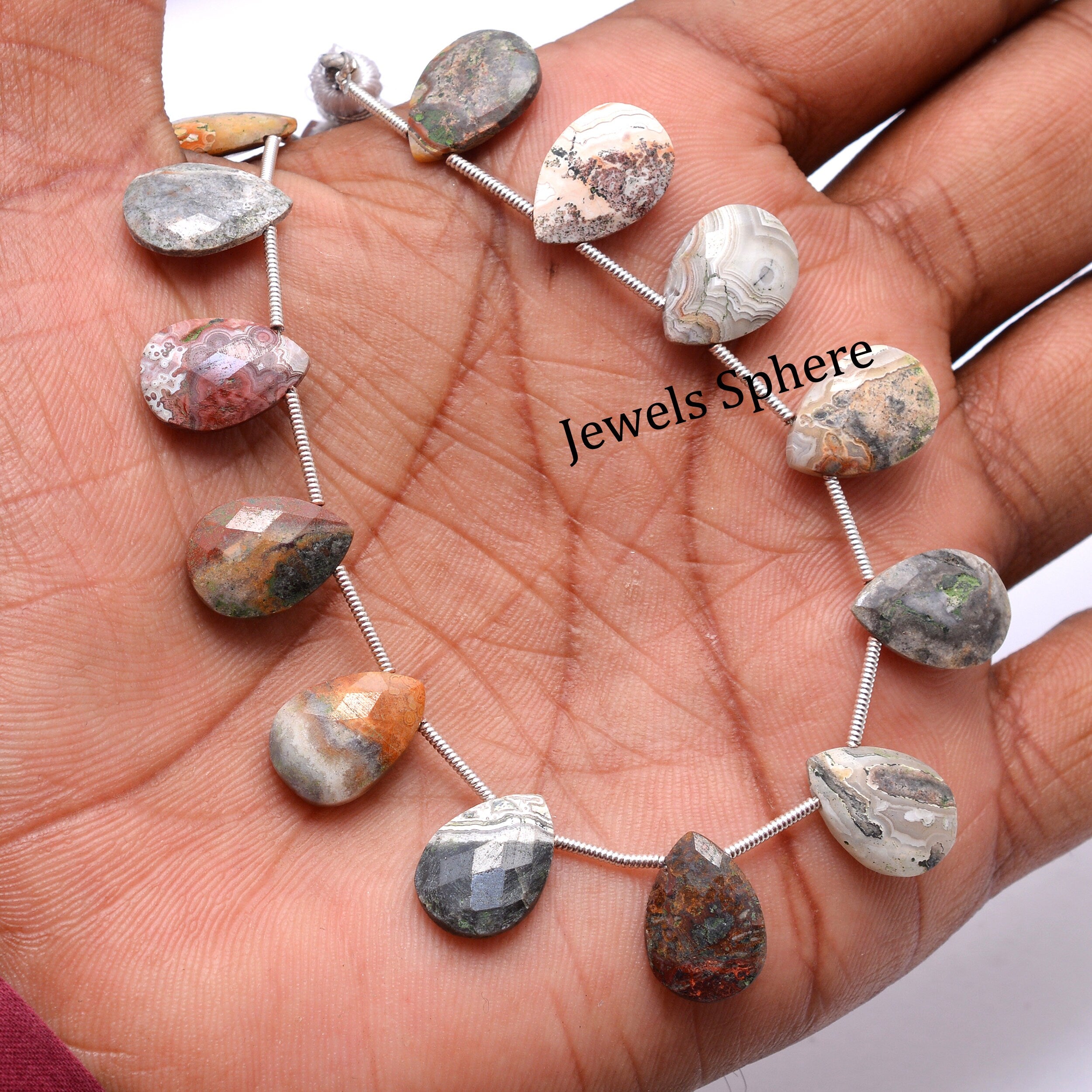 Crazy Lace Agate Faceted Pear Beads, Crazy Lace Agate Pear, SKU854