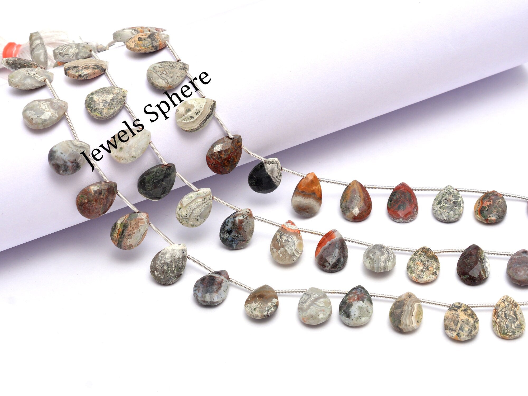 Crazy Lace Agate Faceted Pear Beads, Crazy Lace Agate Pear, SKU854