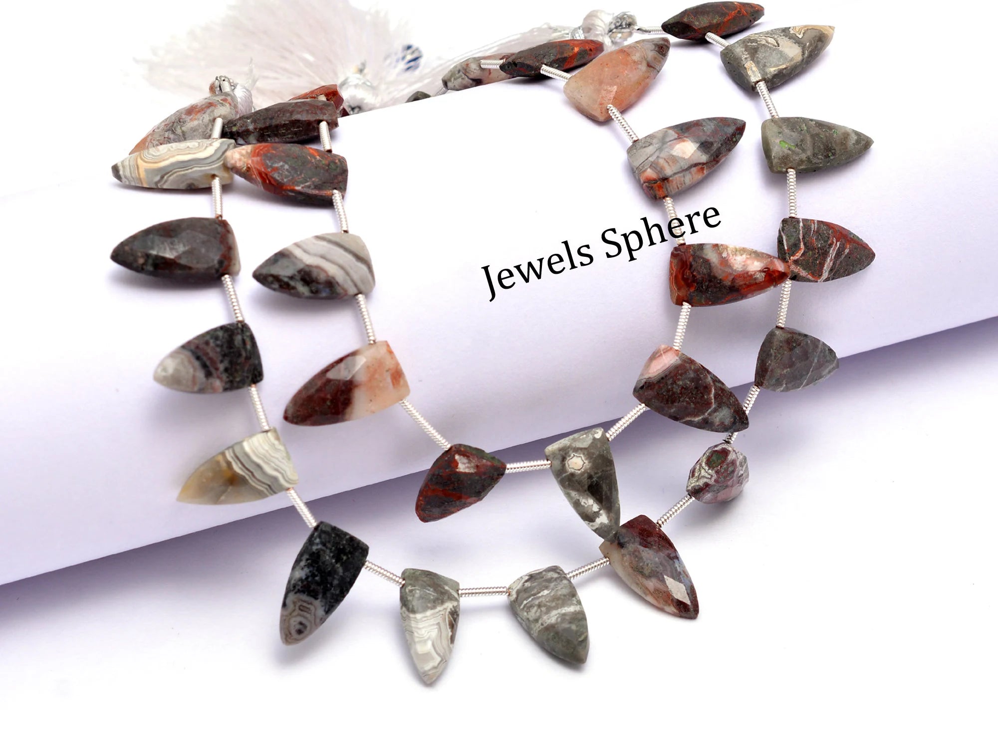 Crazy Lace Agate Faceted Triangle Beads, 8x16 mm, SKU843