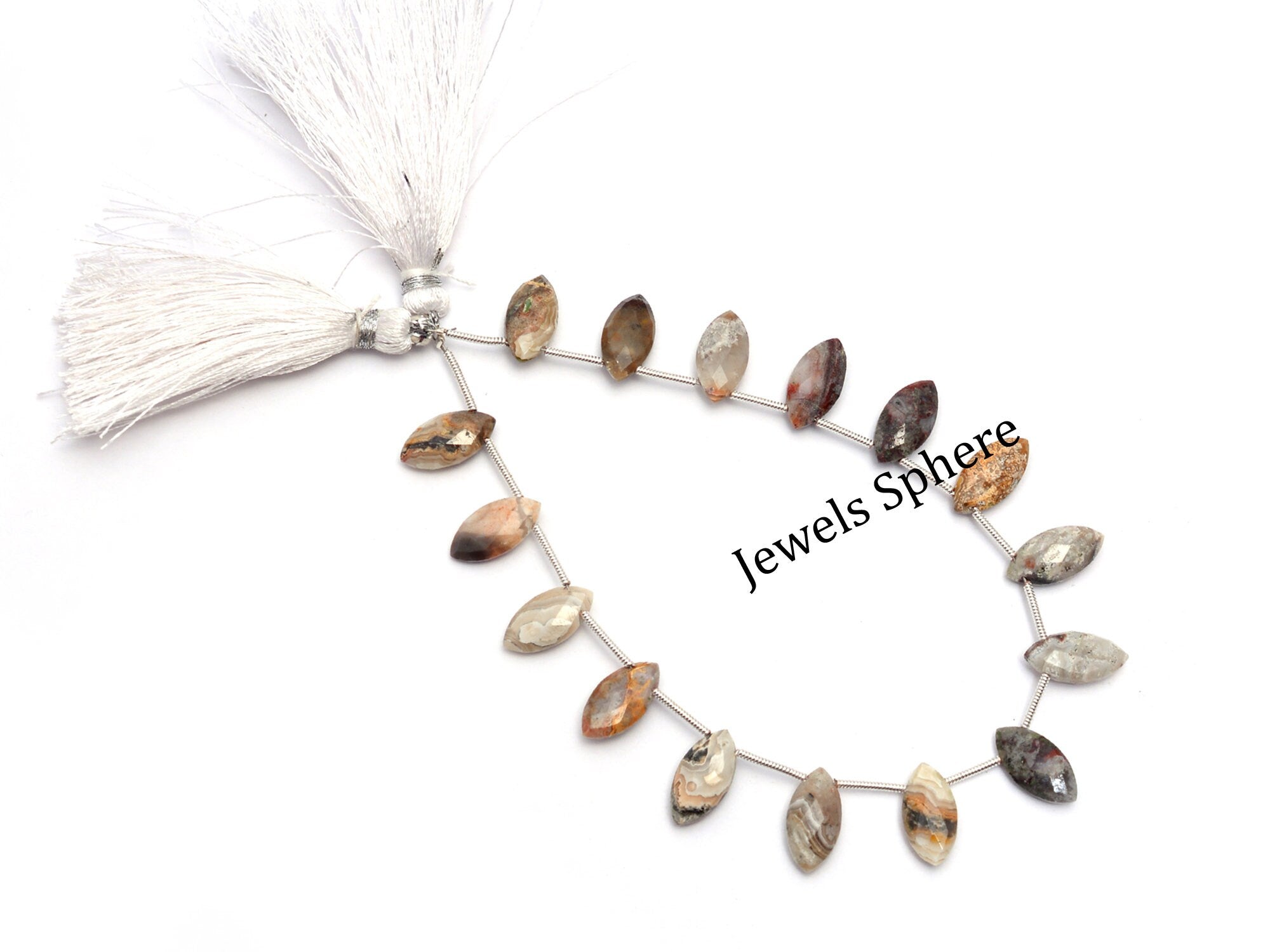 Crazy Lace Agate Faceted Marquise Shape Beads, 7x14 mm, SKU847