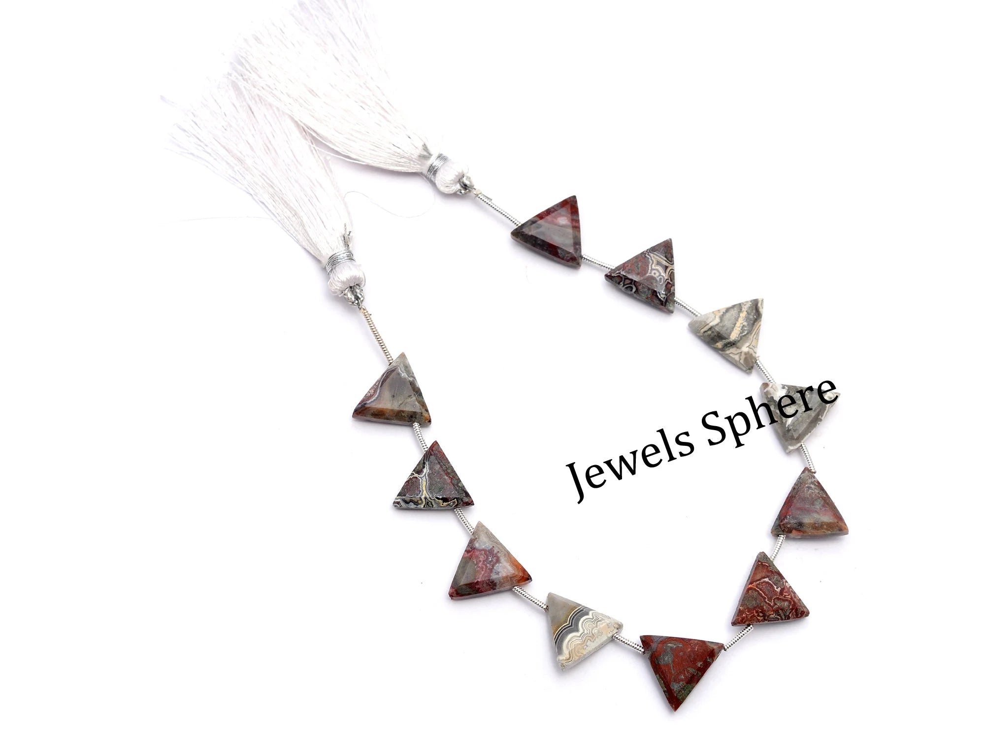 Crazy Lace Agate Faceted Triangle Shape Beads, 13 mm, SKU848