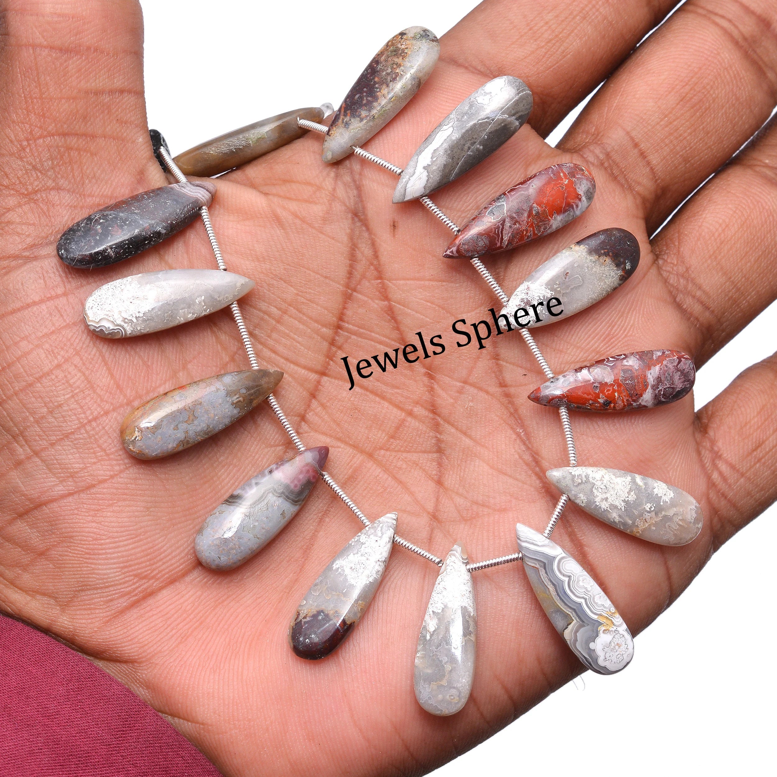 Crazy Lace Agate Smooth Pear Beads, 8x20 mm, SKU849