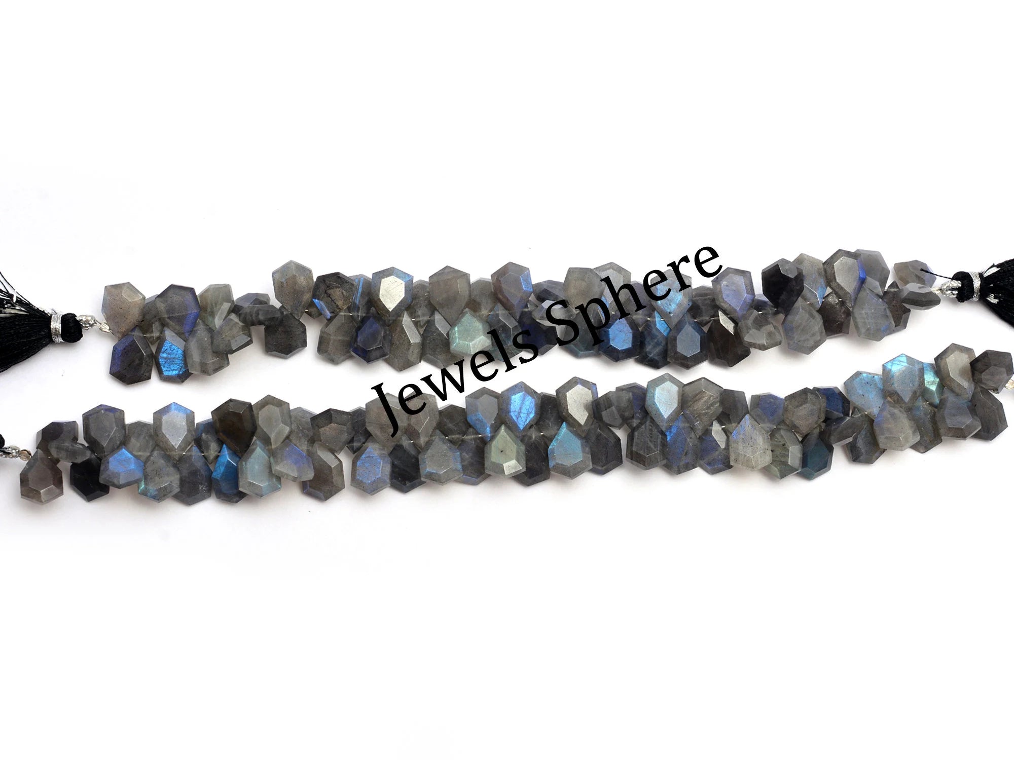 Labradorite Six Corner Faceted Pear Beads, 12x8 mm Labradorite Fancy Pear, SKU811