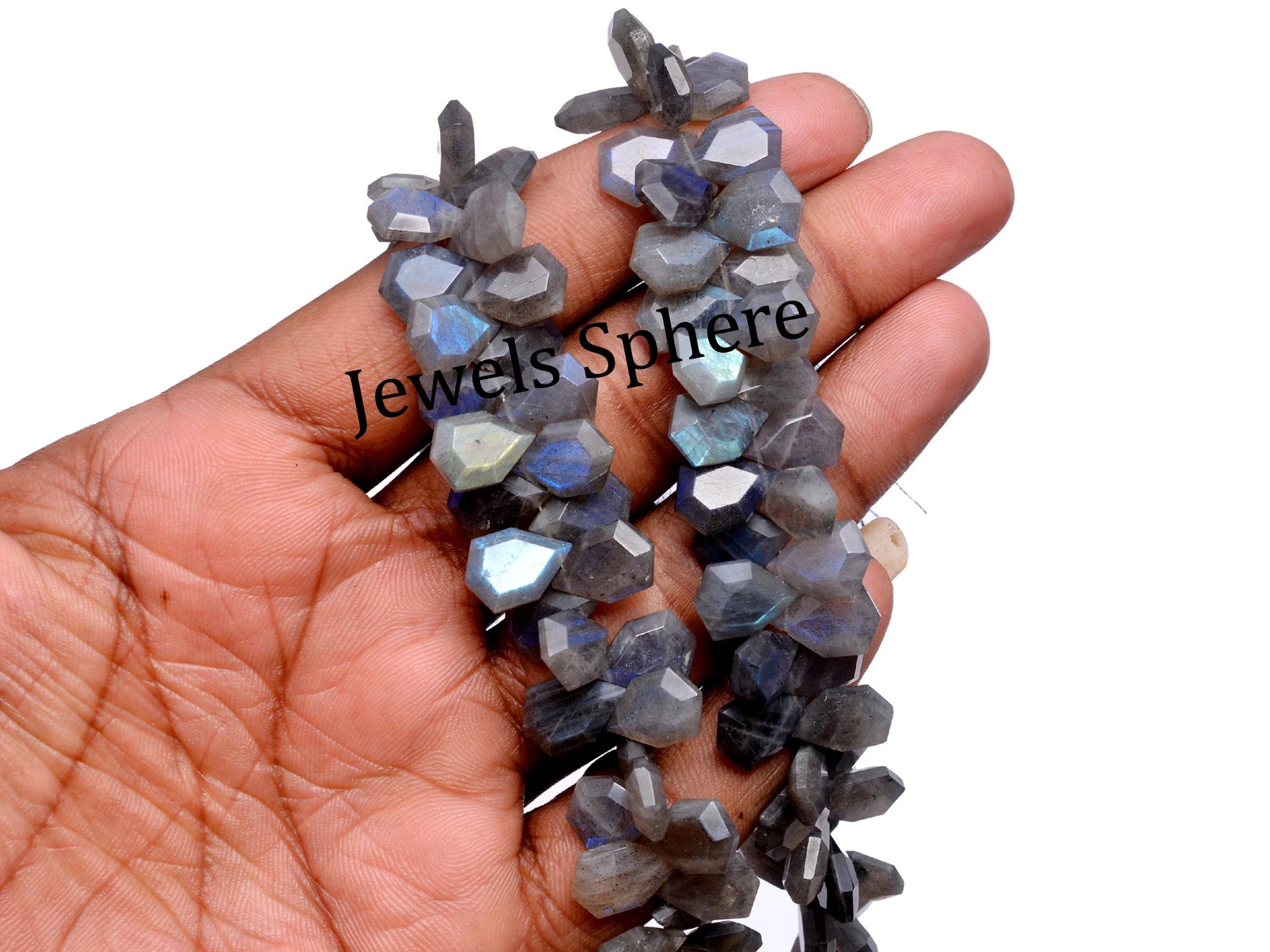 Labradorite Six Corner Faceted Pear Beads, 12x8 mm Labradorite Fancy Pear, SKU811