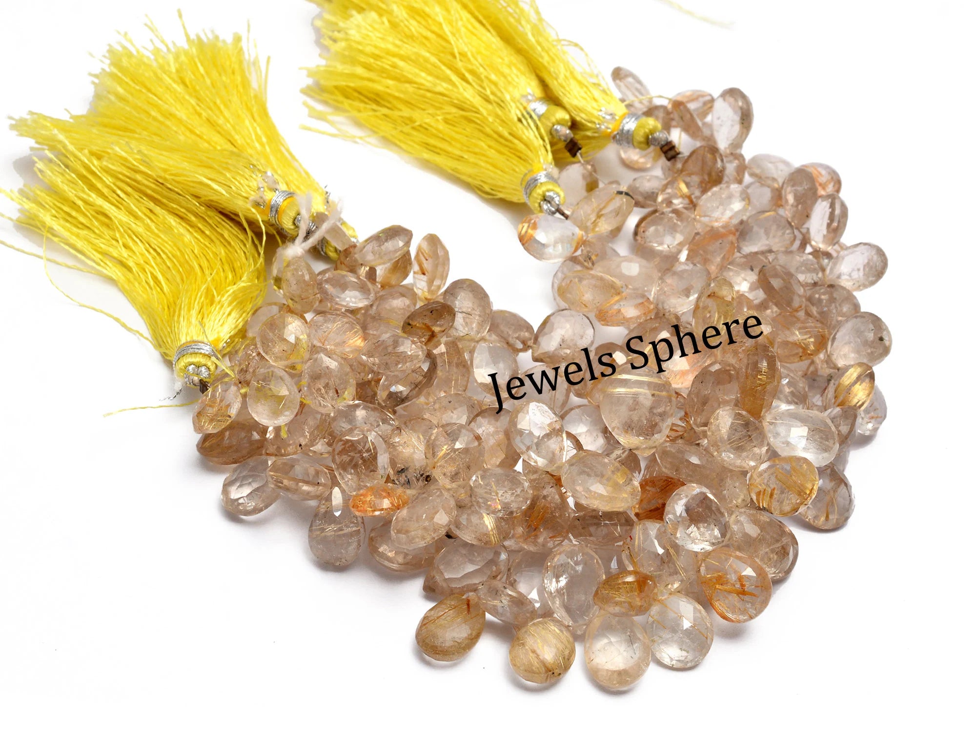 Golden Rutile Faceted Pear Beads, Golden Rutile Pear, SKU813