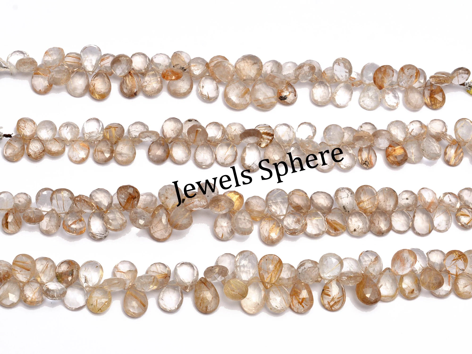 Golden Rutile Faceted Pear Beads, Golden Rutile Pear, SKU813