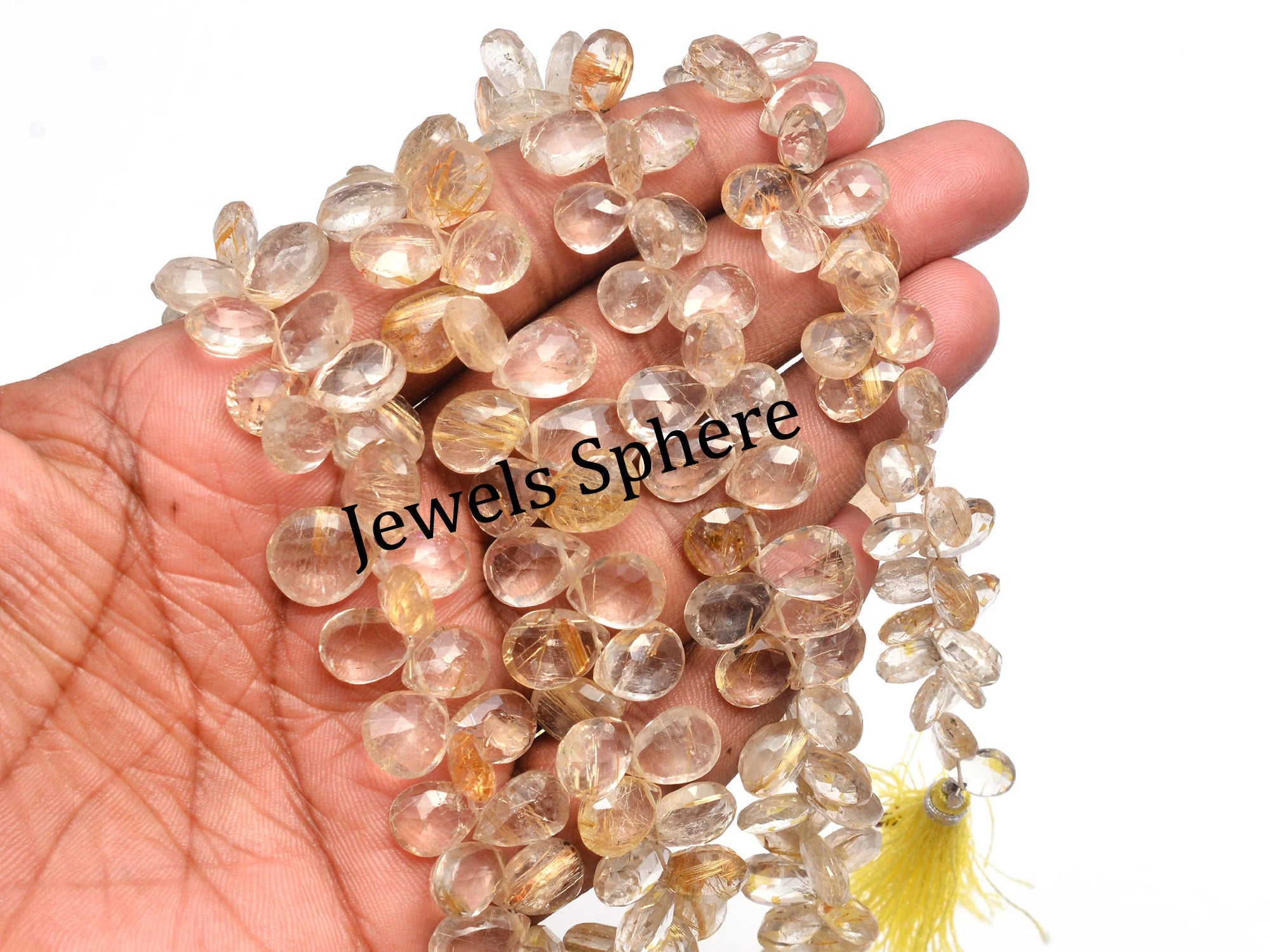 Golden Rutile Faceted Pear Beads, Golden Rutile Pear, SKU813