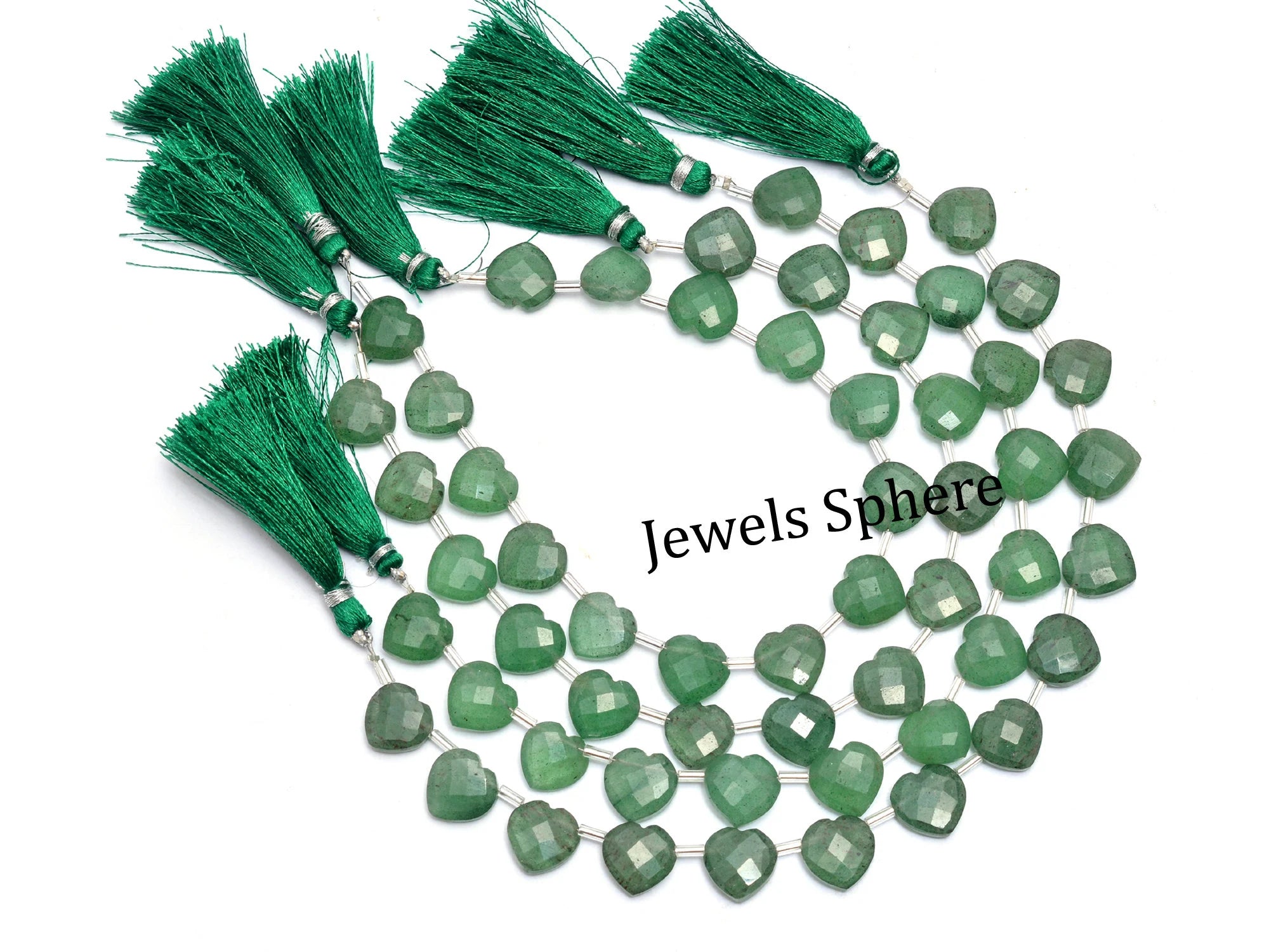 AA Quality Green Strawberry Quartz Faceted Heart Shape Beads Briolettes, SKU808