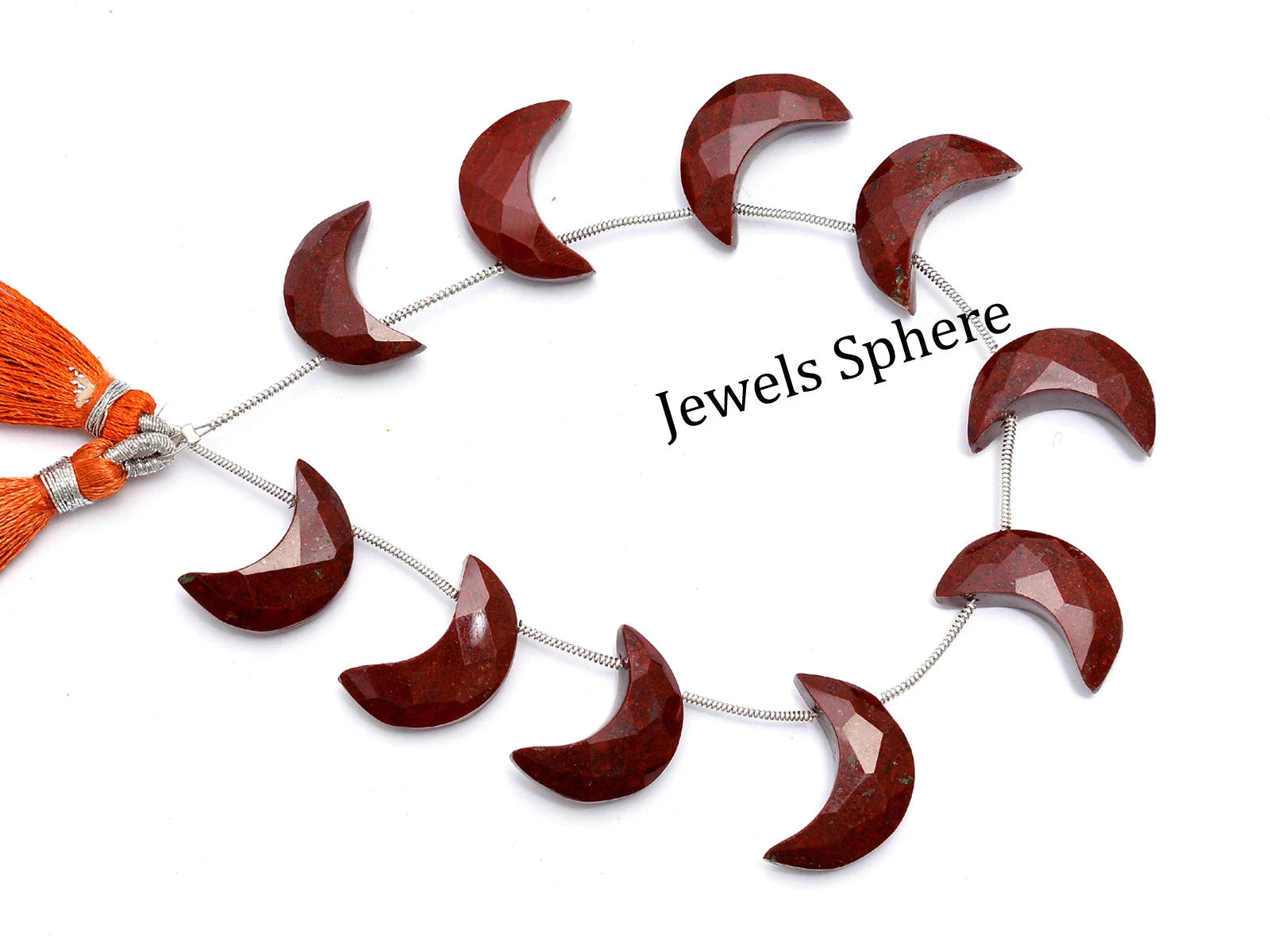 Red Jasper Faceted Crescent Moon Beads, 18 mm To 20 mm, SKU750
