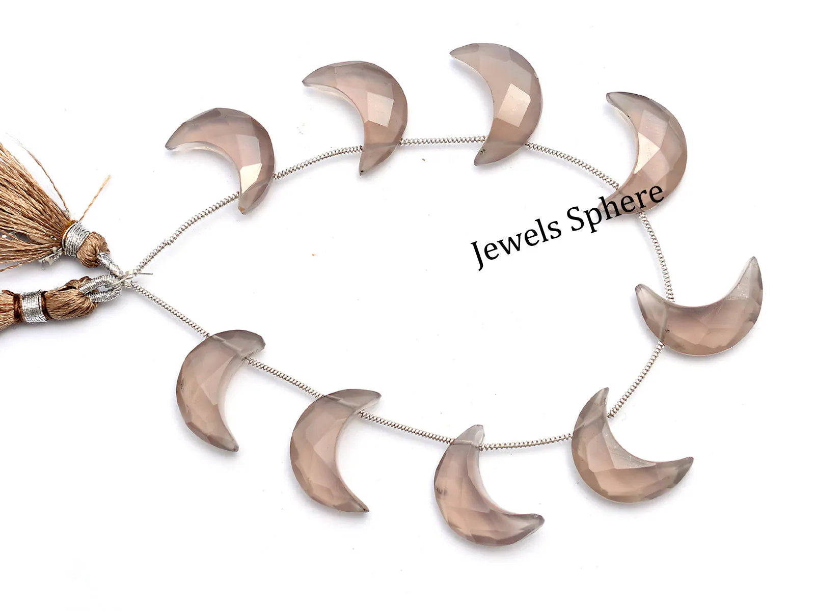 Grey Chalcedony Faceted Crescent Moon Beads, 17 mm To 20 mm, SKU752