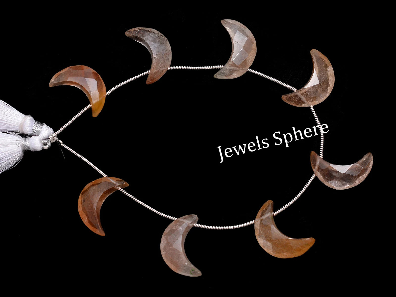Natural Copper Rutile Faceted Crescent Moon Beads, 18 mm To 20 mm, SKU754