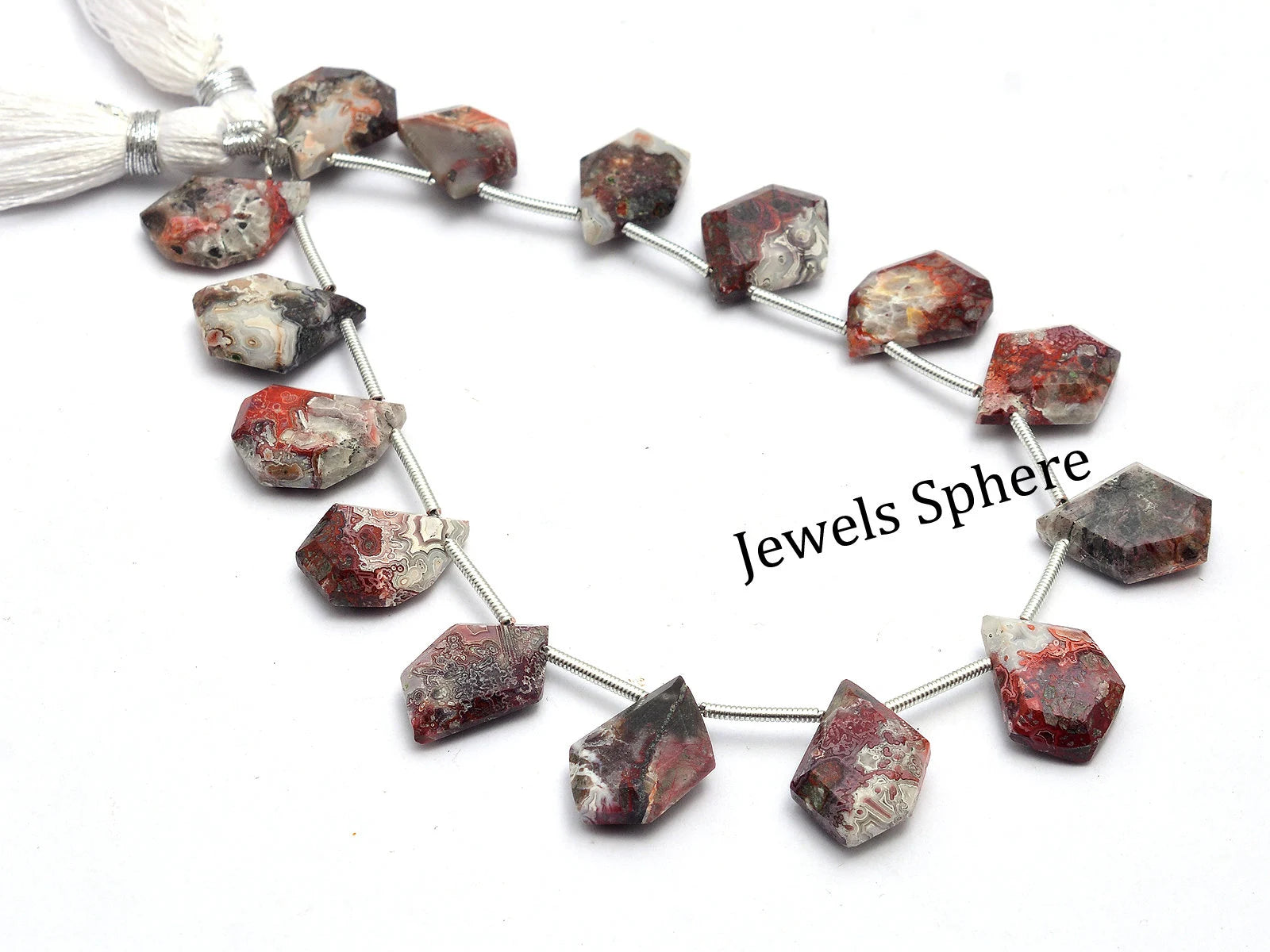 Natural Crazy Lace Agate Faceted Five Corner Beads, 8x10 mm To 12x14 mm, SKU756
