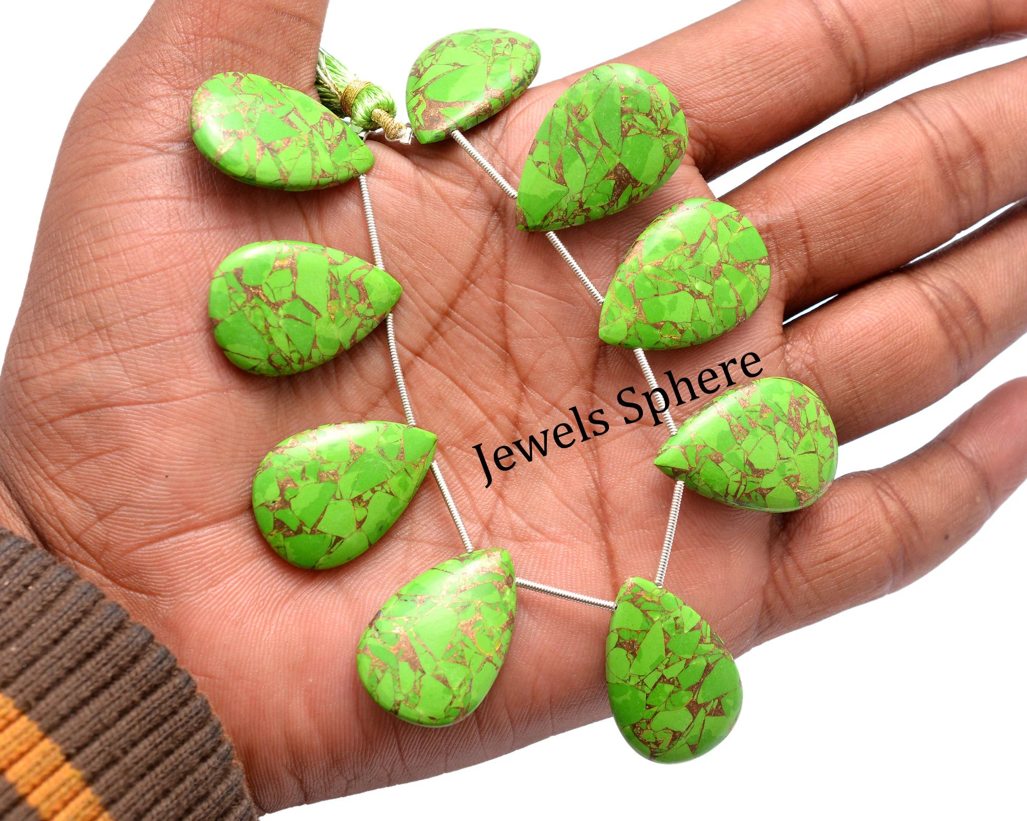 Green Copper Turquoise Smooth Pear Beads, 18.3x27.3 mm, SKU760