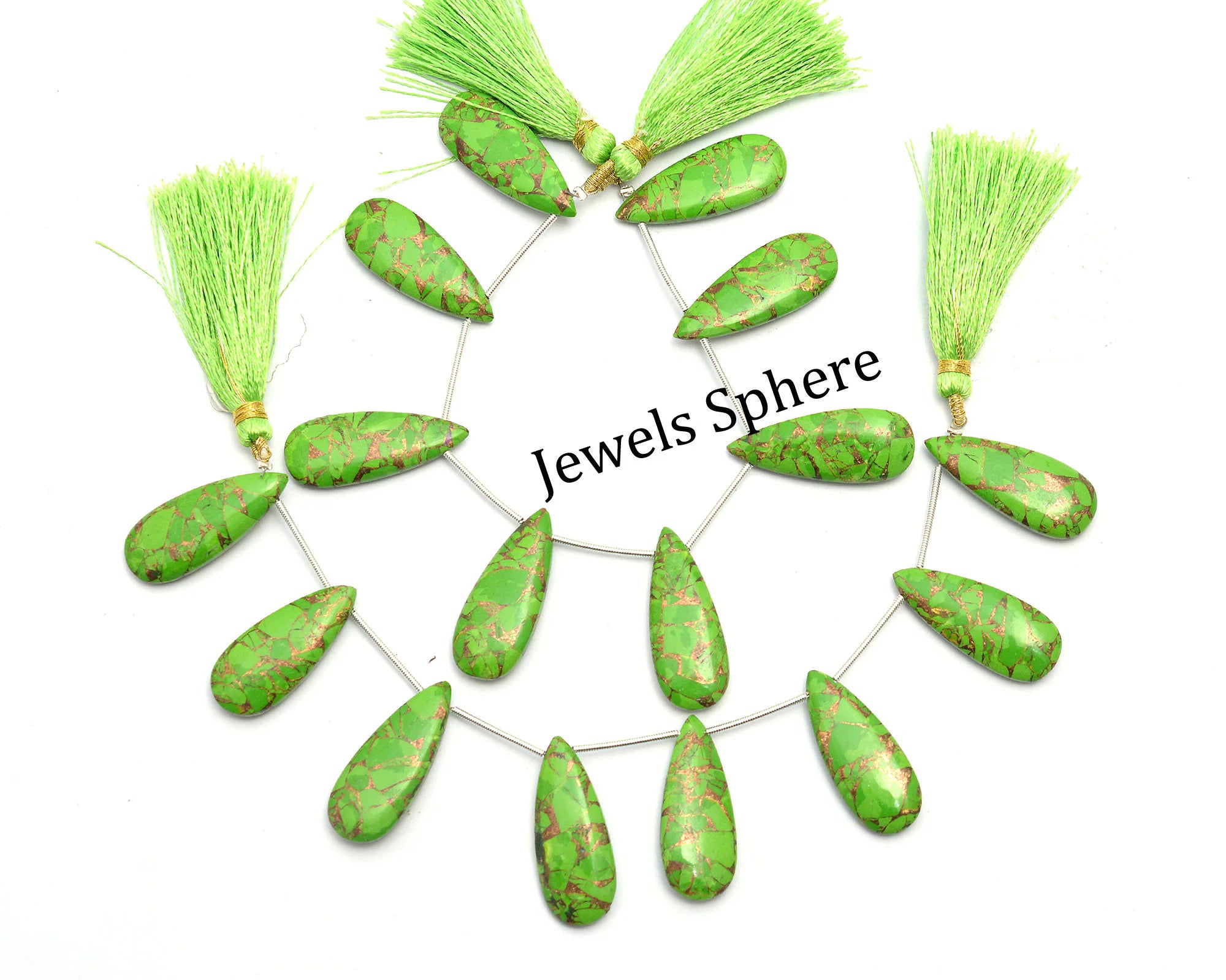 Natural Green Copper Turquoise Smooth Pear Beads , 12x30 mm, SKU761