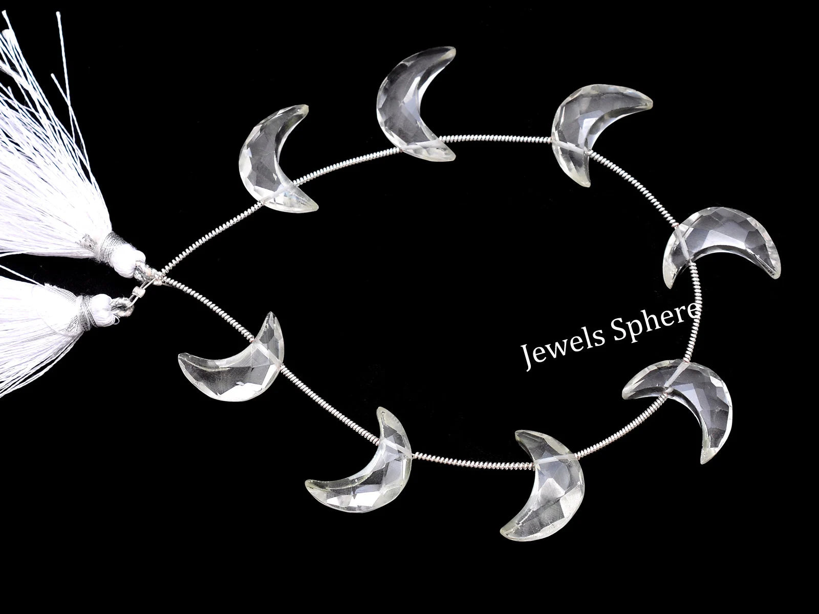 AA Quality White Crystal Quartz Faceted Crescent Moon Shape Briolettes, SKU740