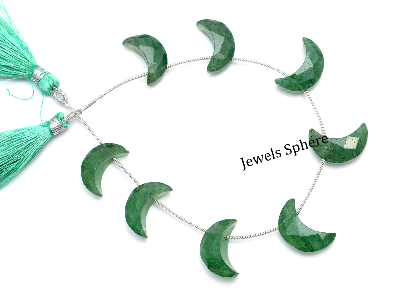 Green Strawberry Quartz Faceted Crescent Moon Fancy Shape, 17 mm To 19 mm, SKU743