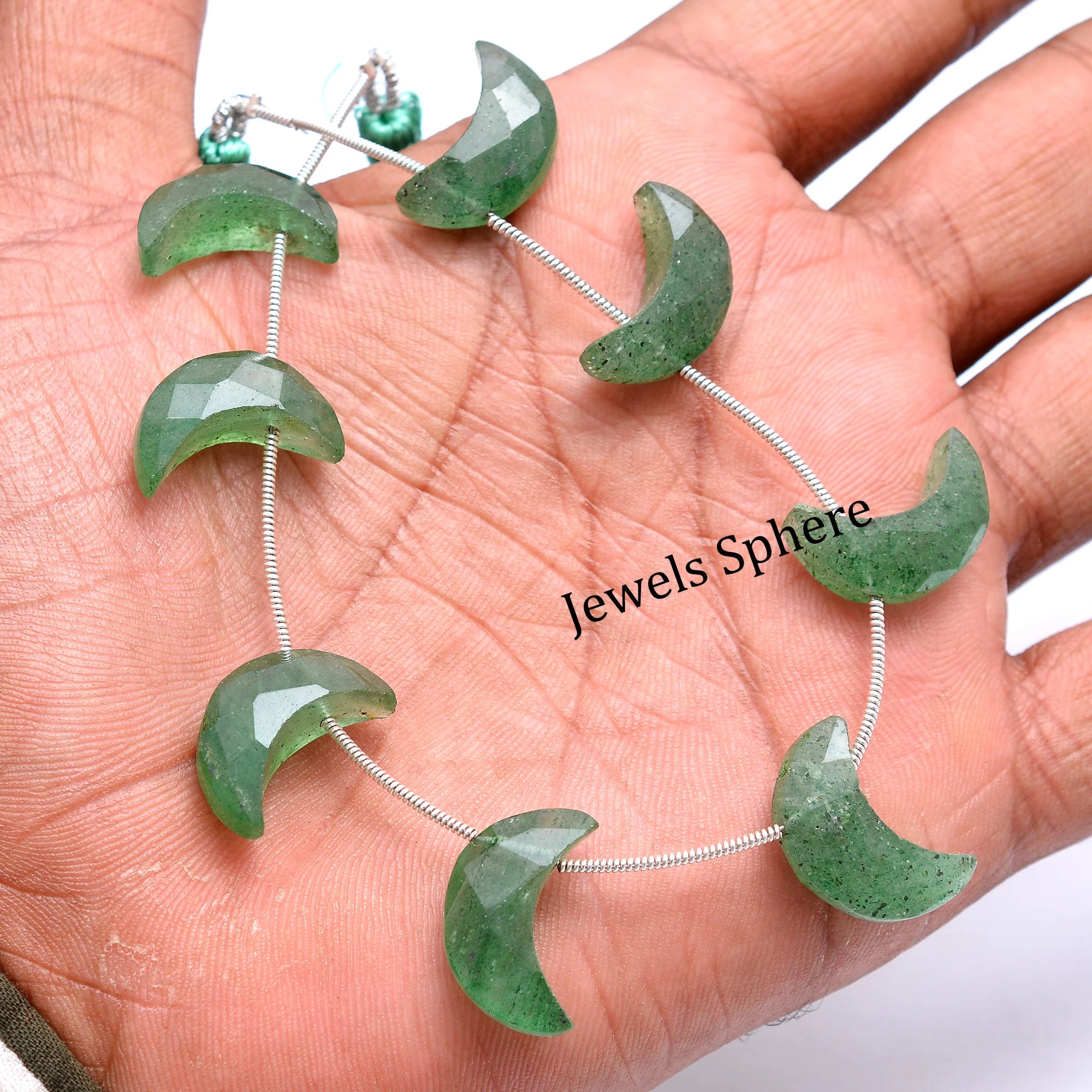 Green Strawberry Quartz Faceted Crescent Moon Fancy Shape, 17 mm To 19 mm, SKU743