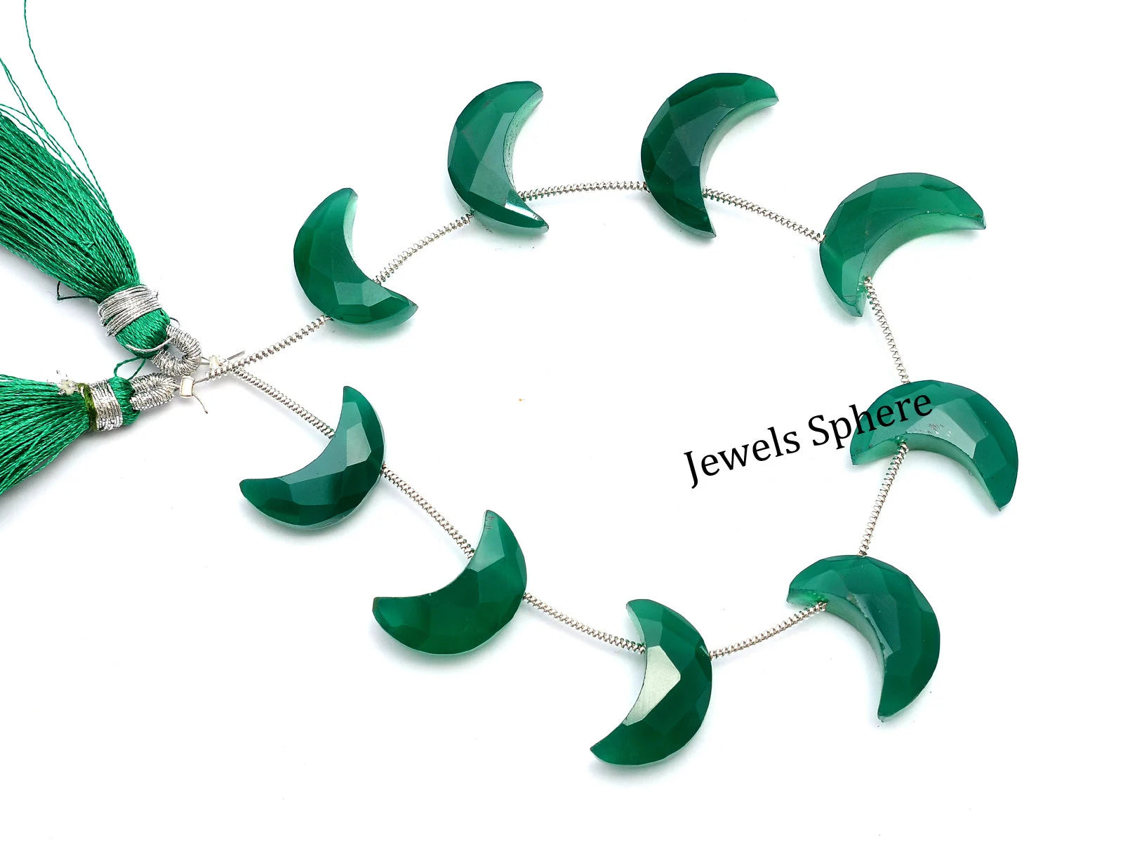 Green Onyx Faceted Crescent Moon Fancy Shape, 17 mm To 19 mm, SKU731