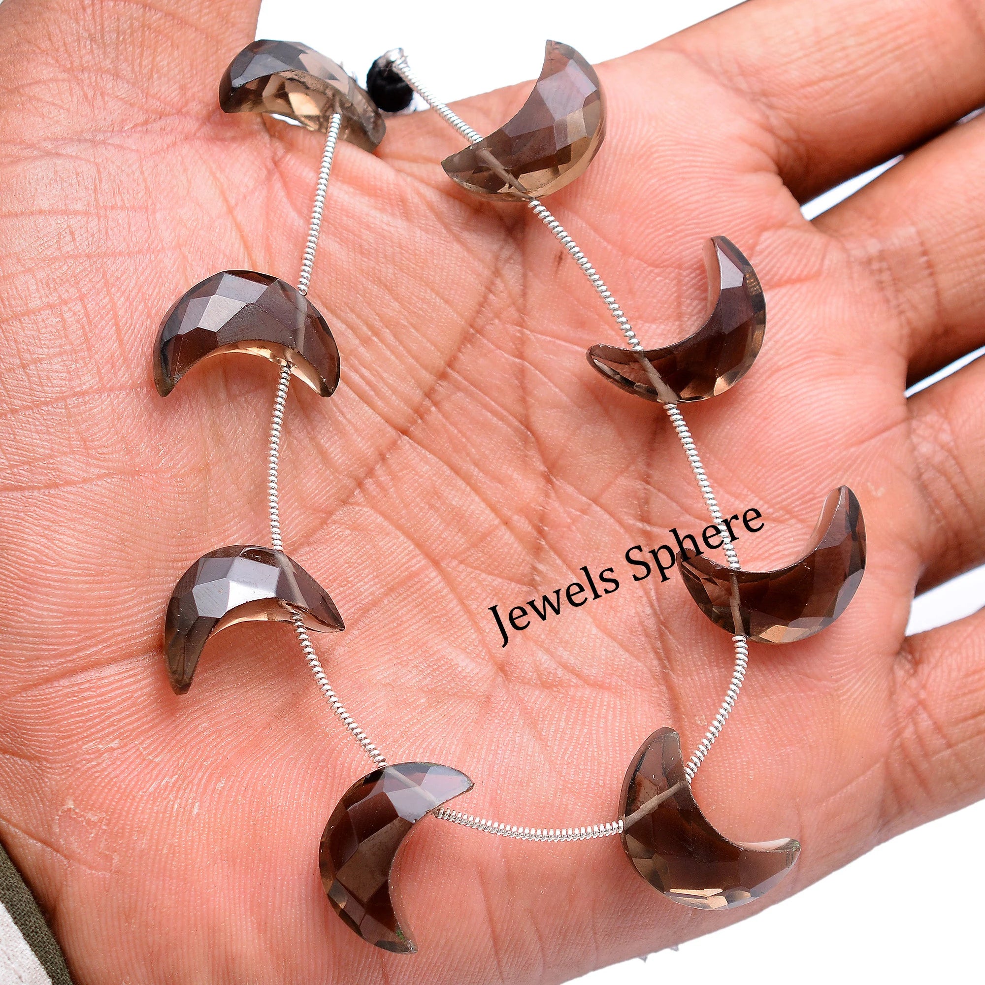 Smoky Quartz Faceted Crescent Moon Fancy Shape, 16 mm To 20 mm, SKU733
