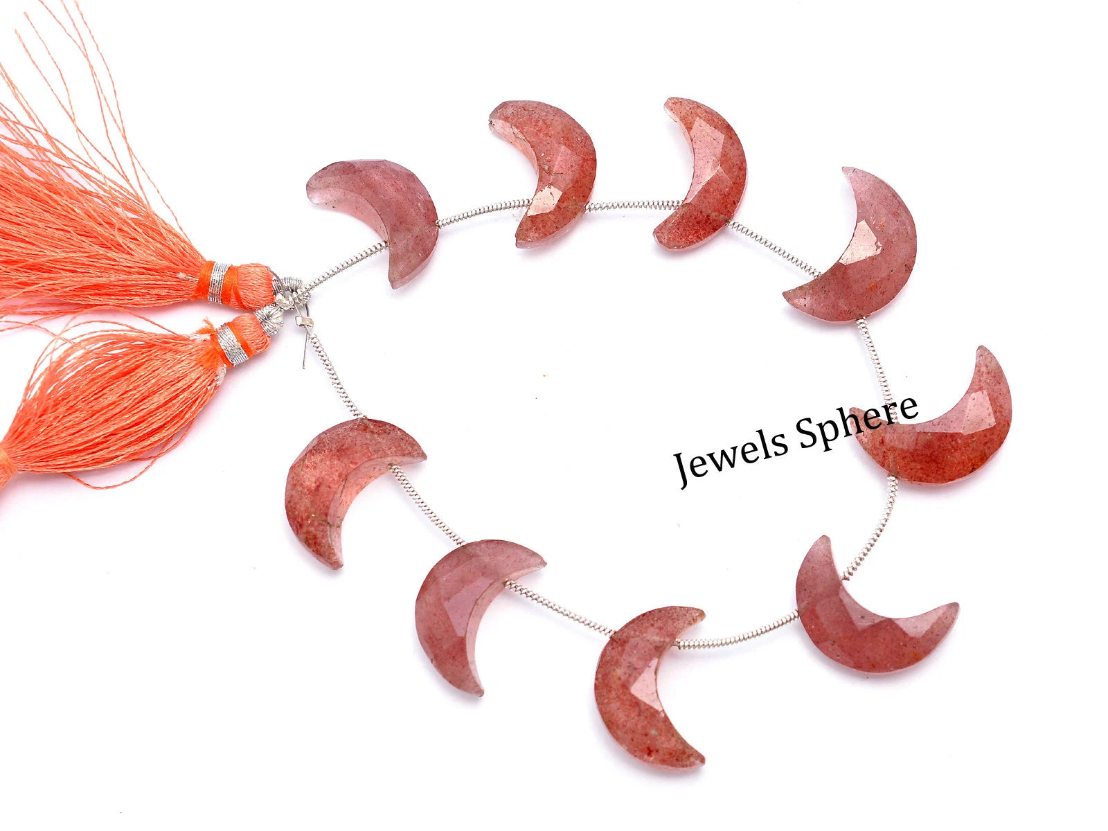 Pink Strawberry Quartz Faceted Crescent Moon Fancy Shape, 17 mm To 19 mm, SKU734
