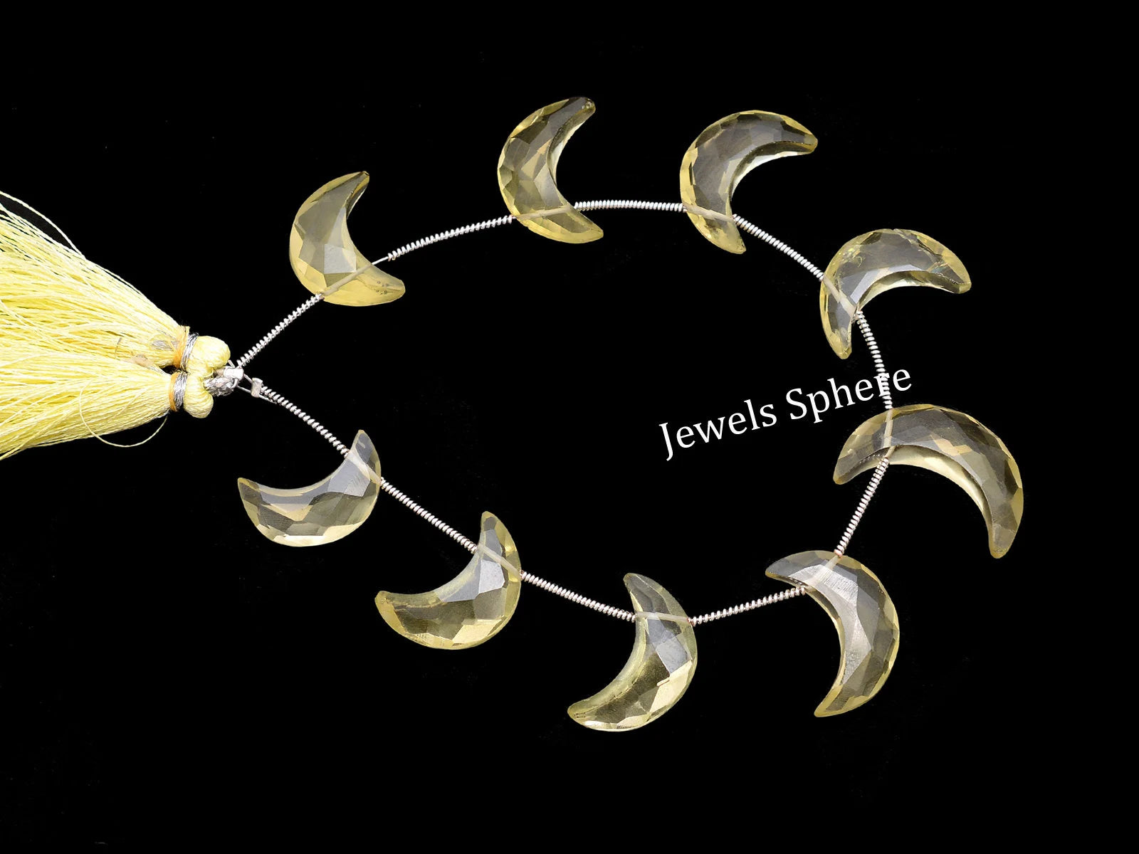 Lemon Quartz Faceted Crescent Moon Fancy Shape, 17 mm To 22 mm,  SKU735