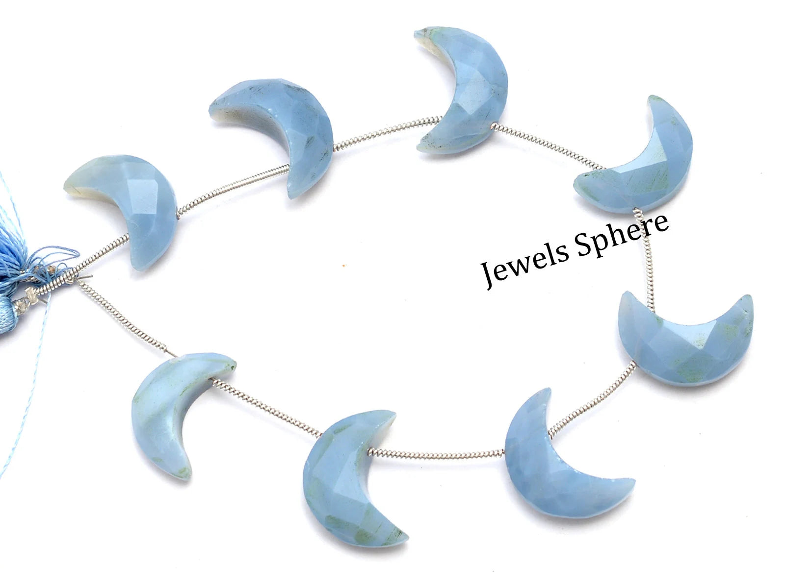 Natural Blue Opal Faceted Crescent Moon Fancy Shape, 18x20 mm, SKU725