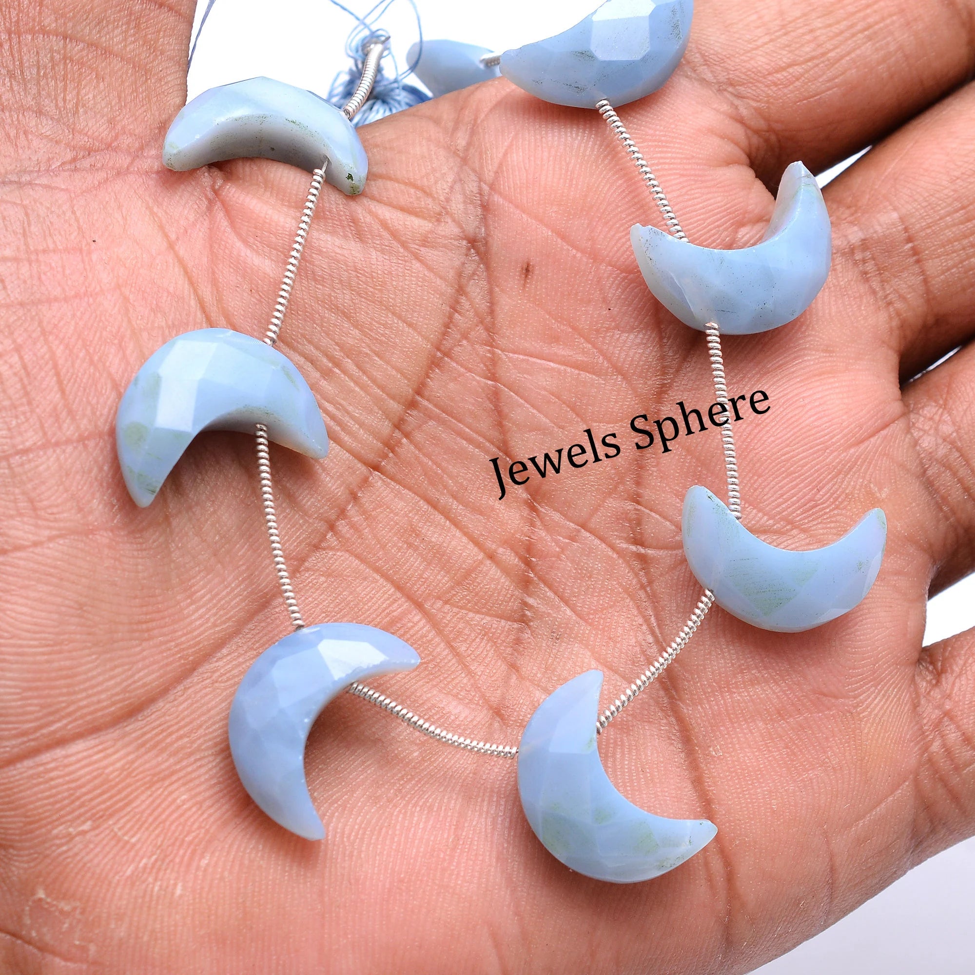 Natural Blue Opal Faceted Crescent Moon Fancy Shape, 18x20 mm, SKU725